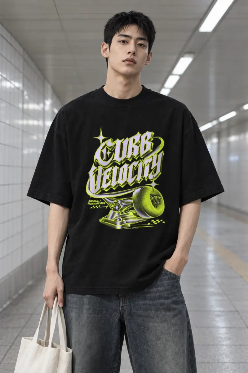 "Curb Velocity" Men's Oversized Heavyweight Crewneck T-Shirt