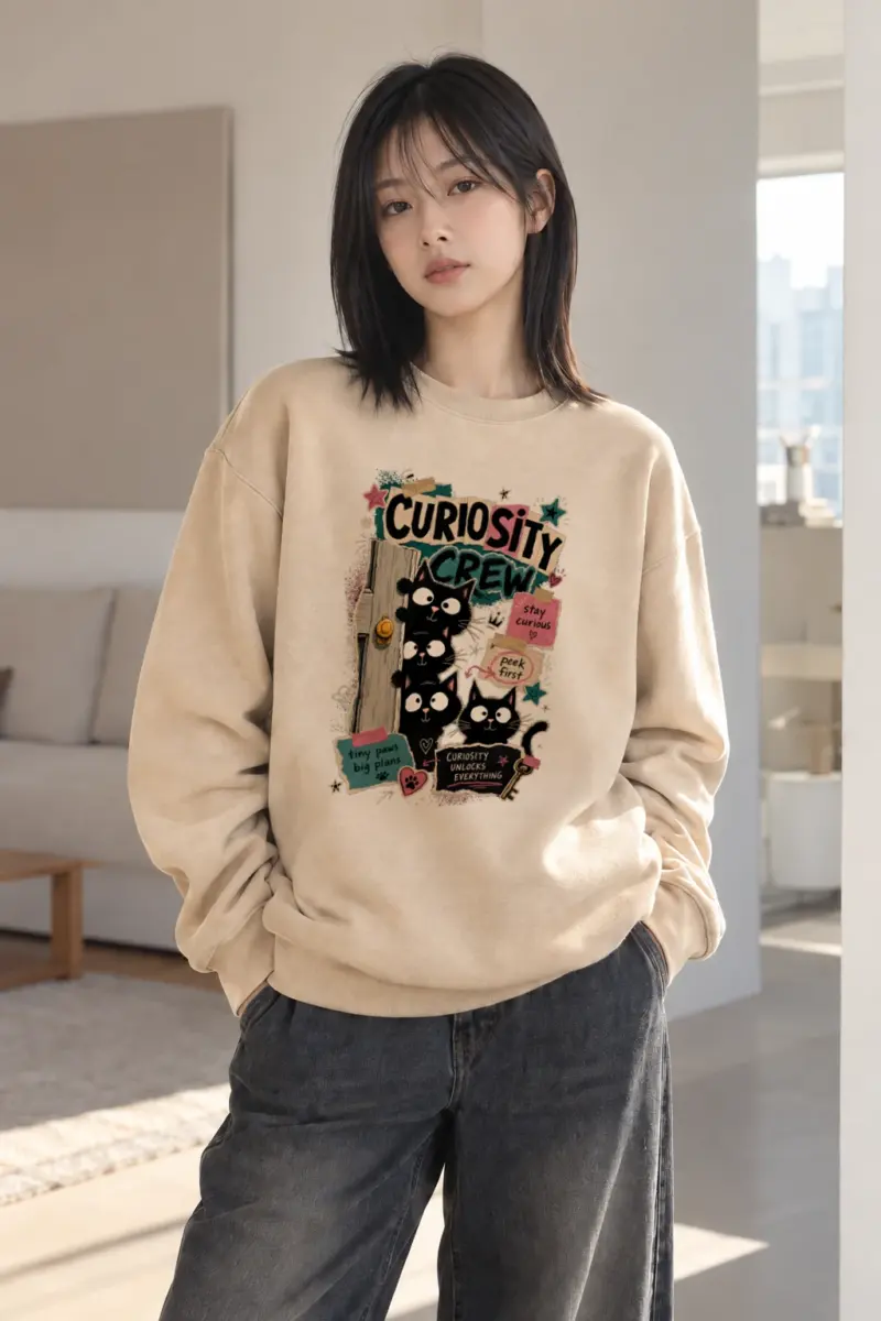 "Curiosity Crew Cats" Heavy Blend Unisex Crewneck Sweatshirt | Gildan 18000