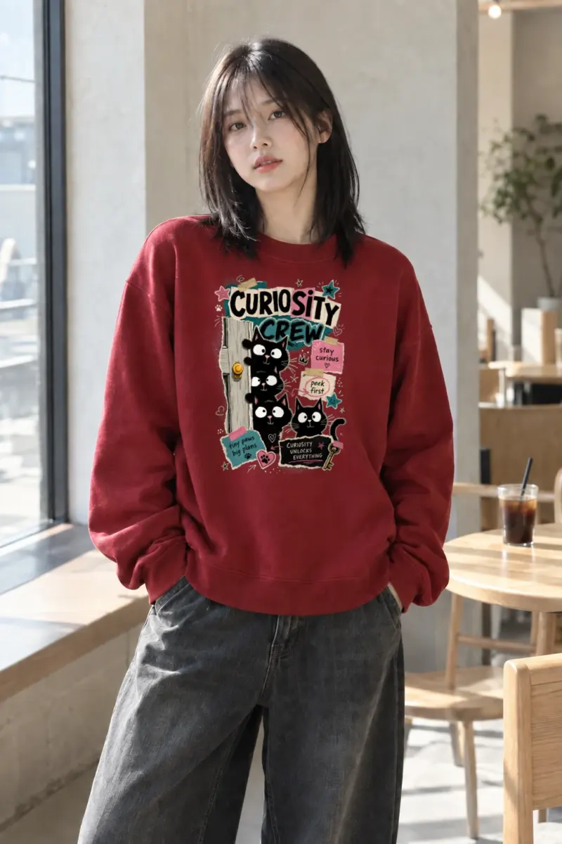"Curiosity Crew Cats" Heavy Blend Unisex Crewneck Sweatshirt | Gildan 18000