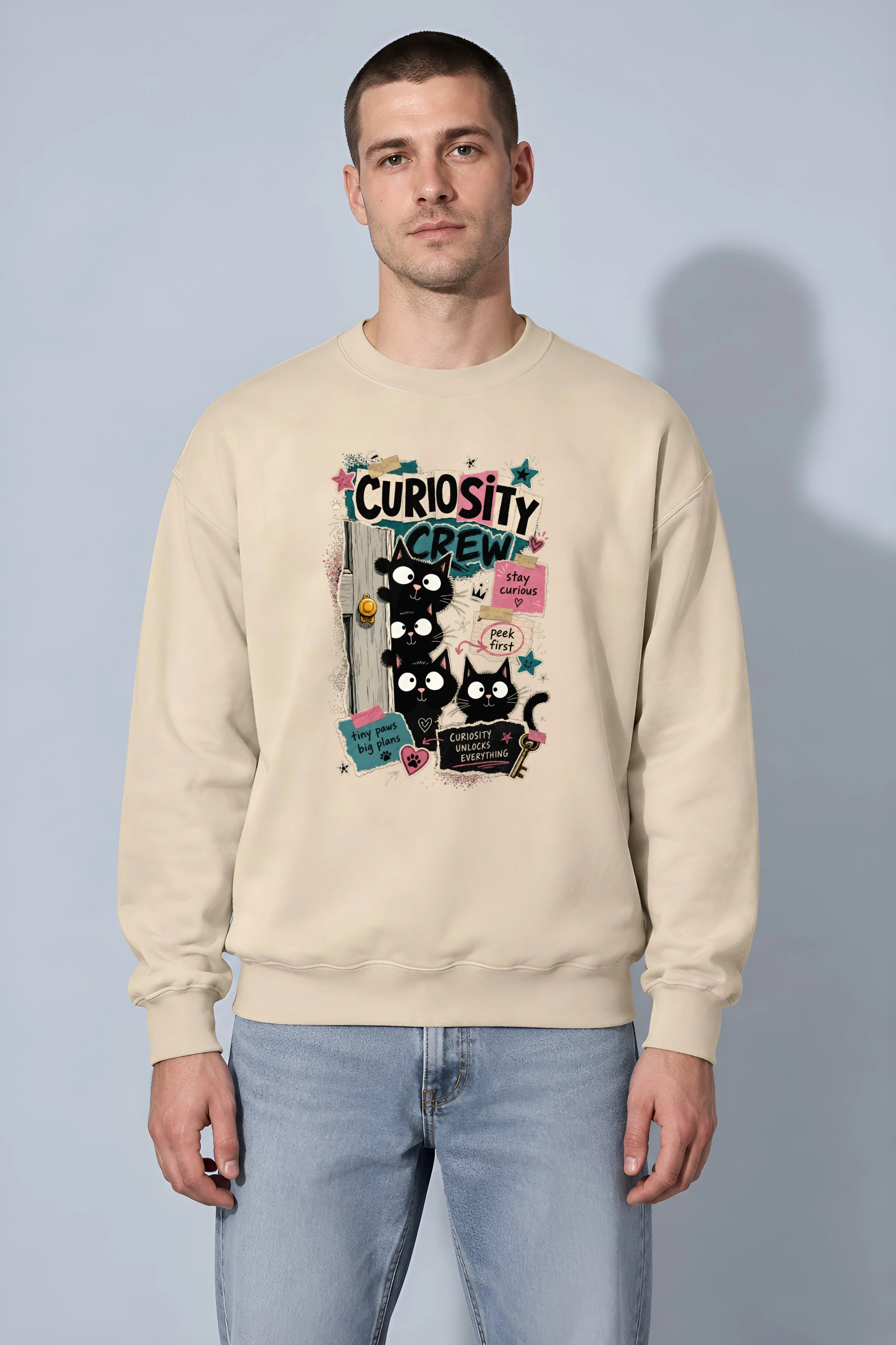 "Curiosity Crew Cats" 1 Crewneck Sweatshirt