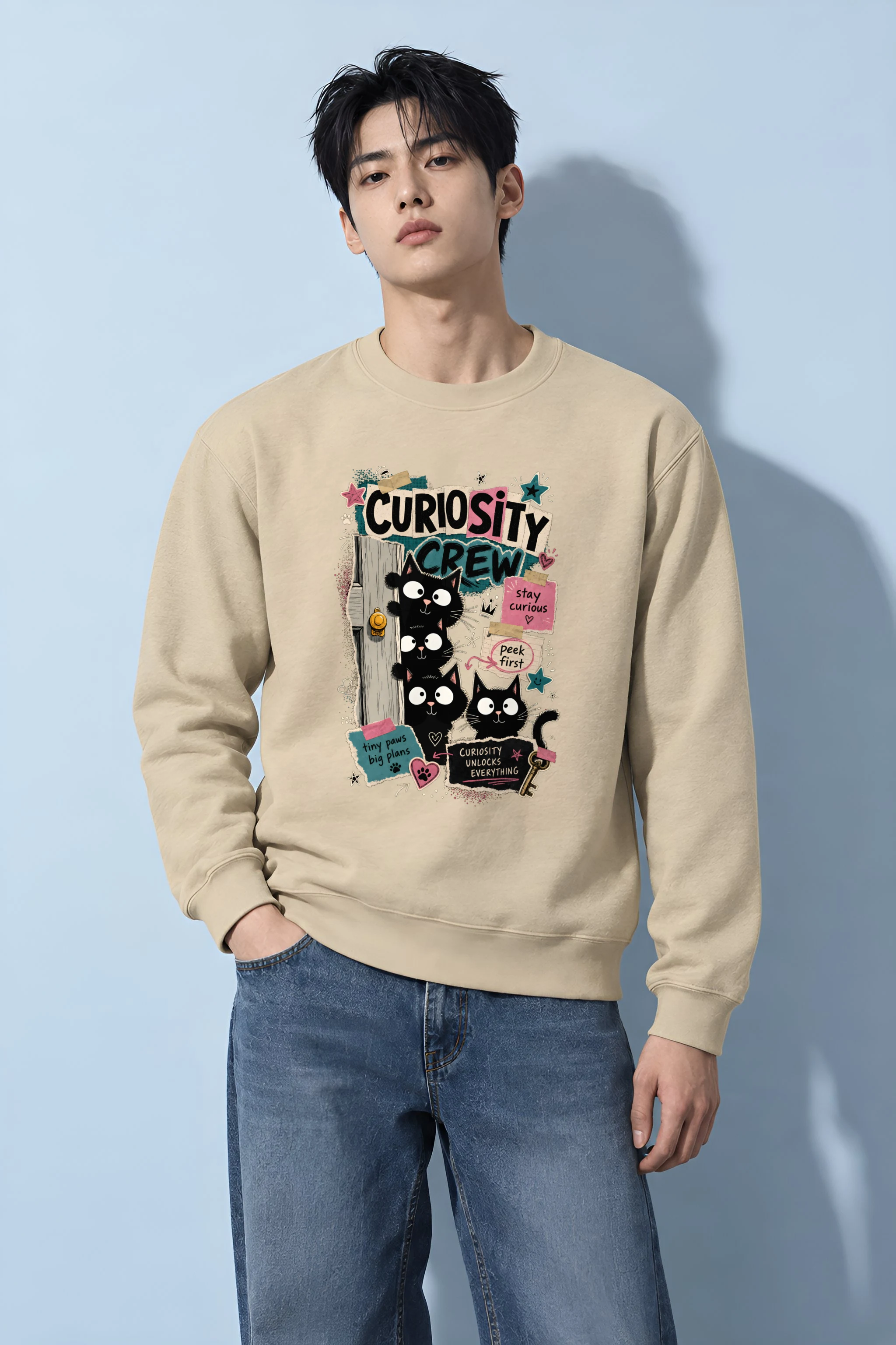 "Curiosity Crew Cats" Heavy Blend Unisex Crewneck Sweatshirt