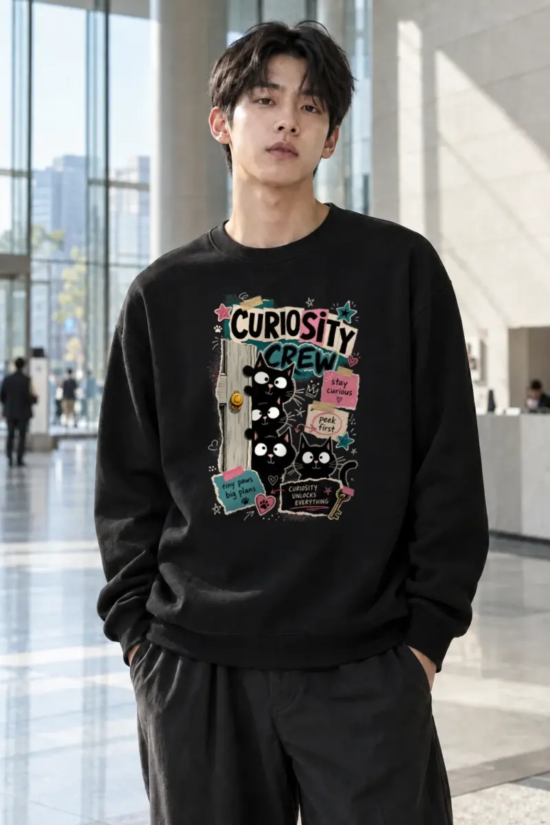 "Curiosity Crew Cats" Heavy Blend Unisex Crewneck Sweatshirt | Gildan 18000