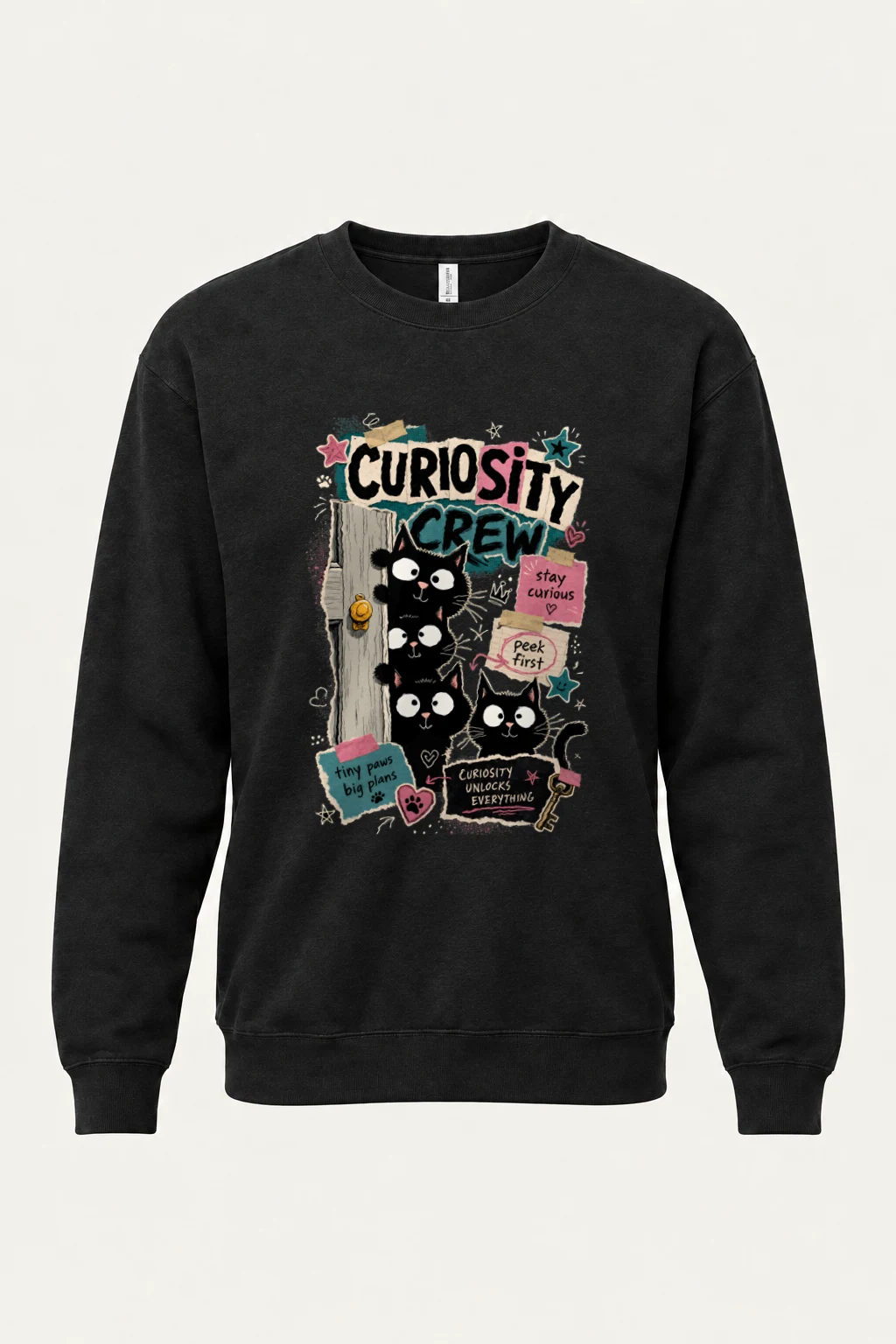 "Curiosity Crew Cats" Heavy Blend Unisex Crewneck Sweatshirt | Gildan 18000