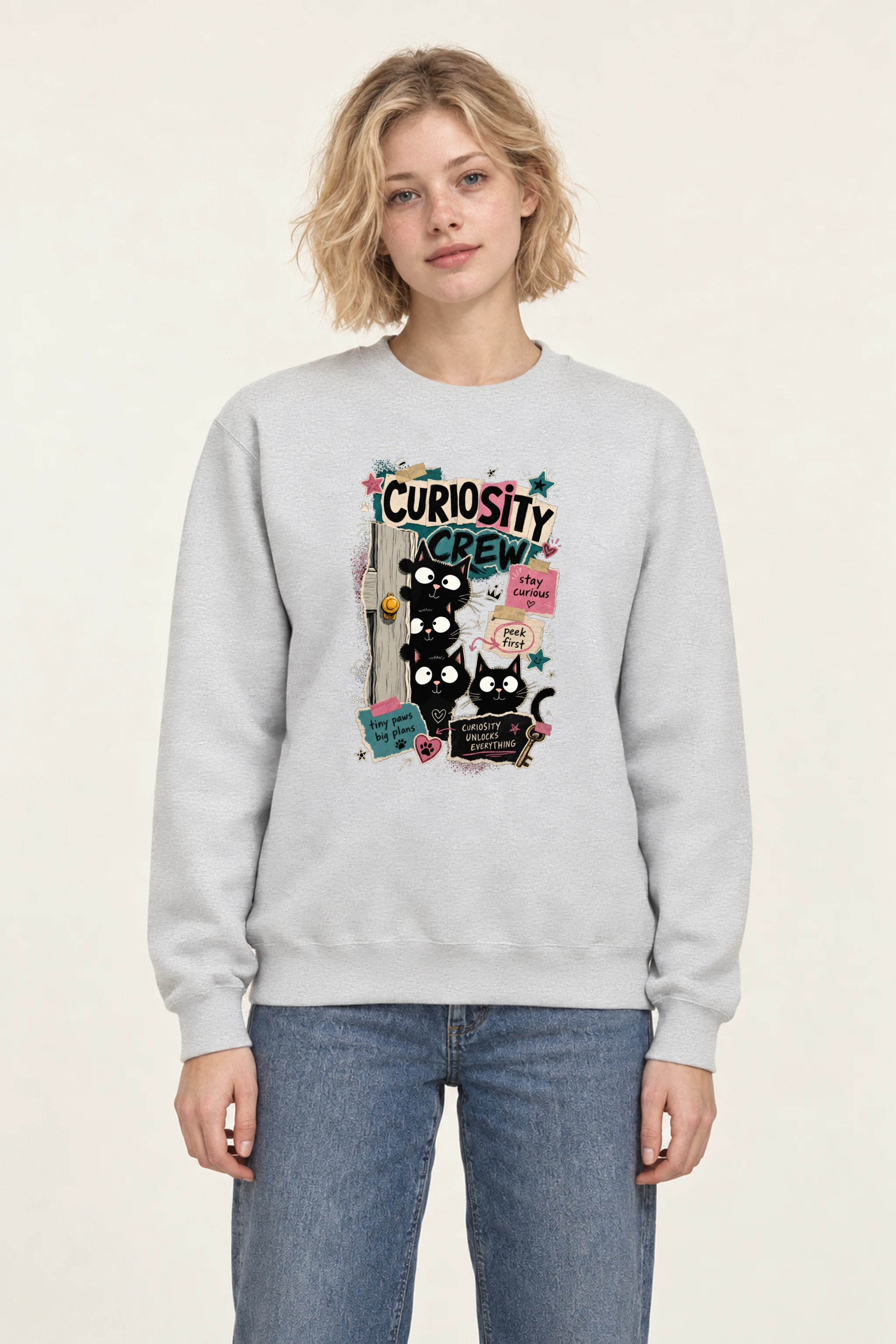 "Curiosity Crew Cats" 1 Crewneck Sweatshirt