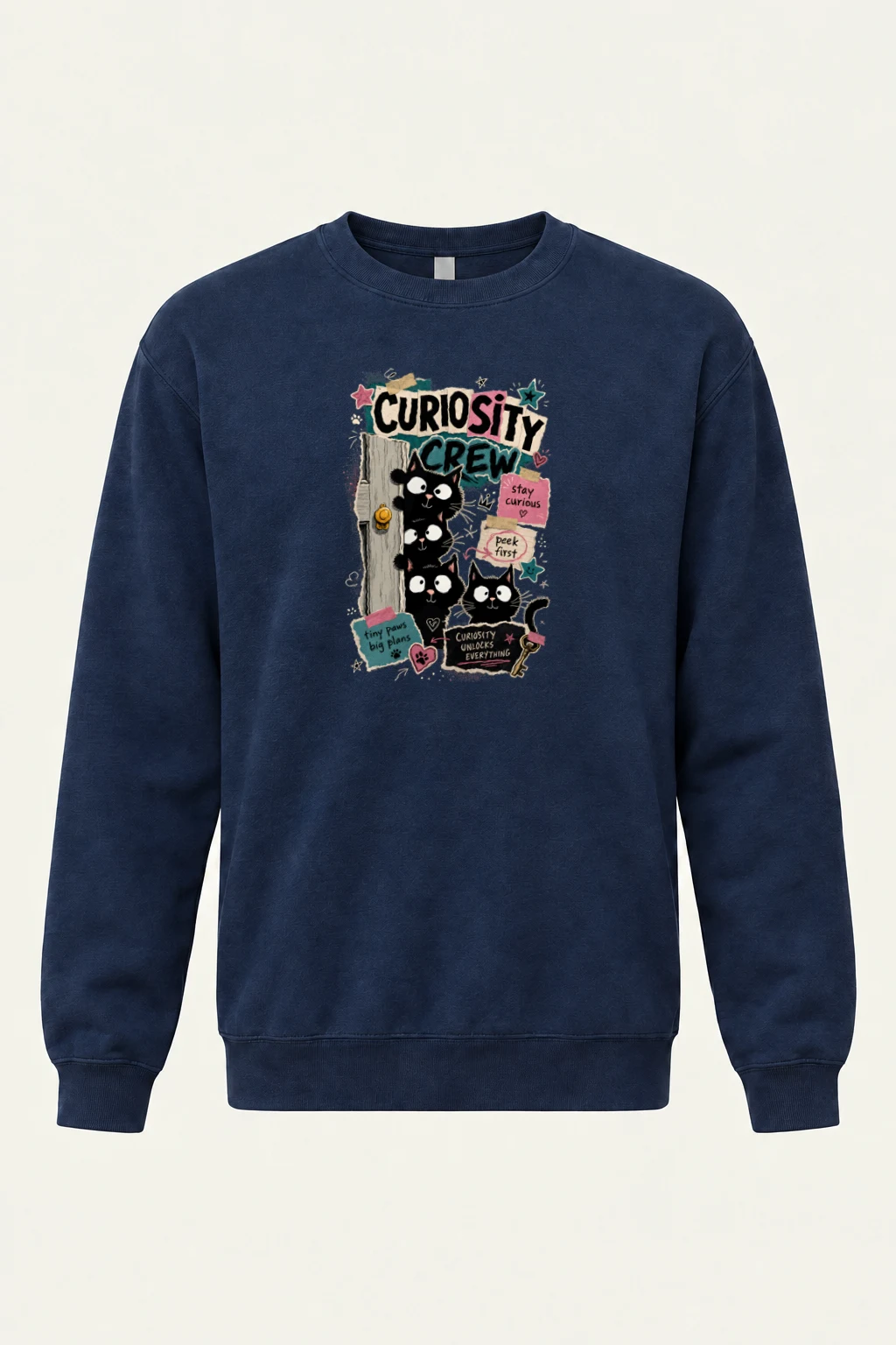 "Curiosity Crew Cats" Heavy Blend Unisex Crewneck Sweatshirt | Gildan 18000