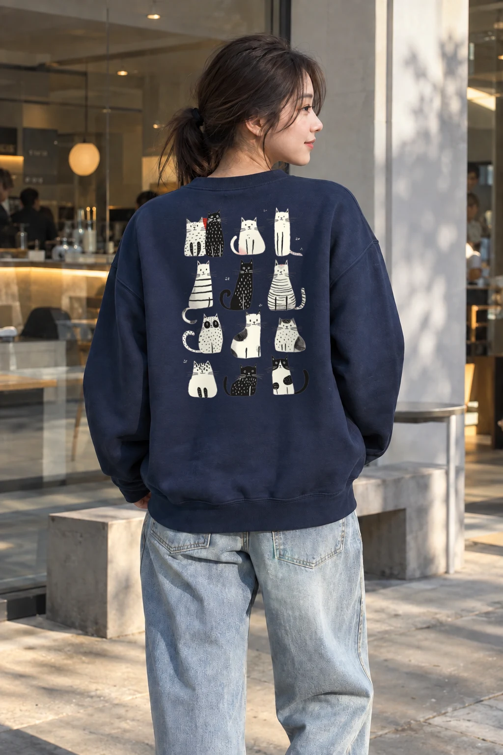 "Curious Cat Crowd" Heavy Blend Unisex Crewneck Sweatshirt | Gildan 18000