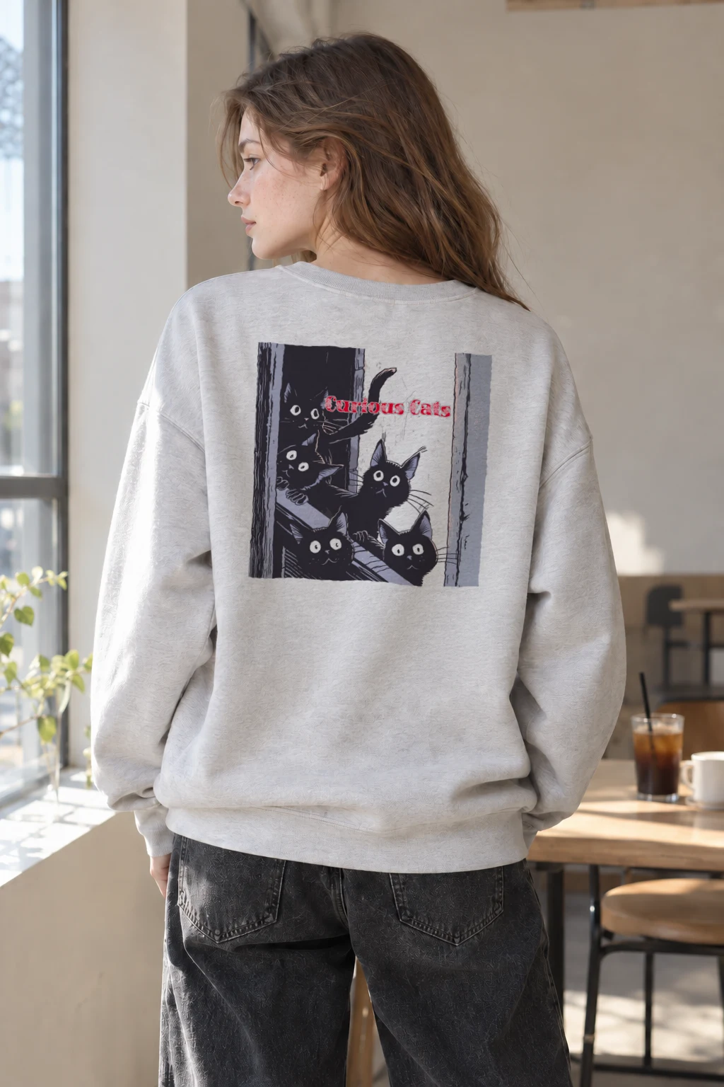 "Curious Cats" Heavy Blend Unisex Crewneck Sweatshirt | Gildan 18000