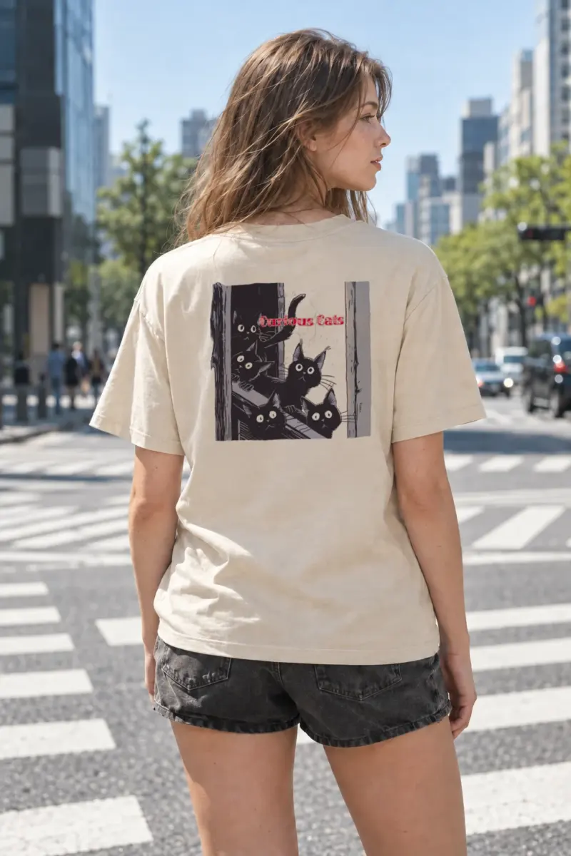 "Curious Cats" Heavyweight Unisex Crewneck T-shirt | Gildan 5000