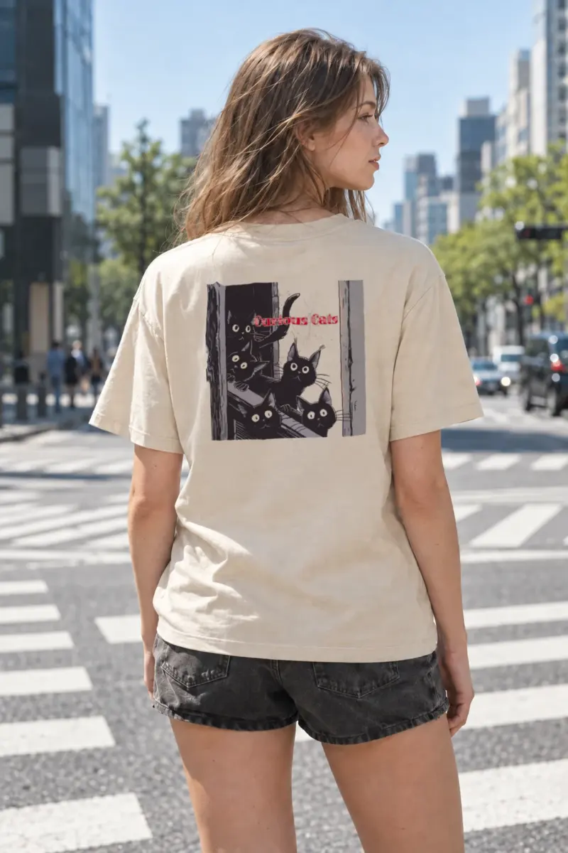 "Curious Cats" Heavyweight Unisex Crewneck T-shirt | Gildan 5000