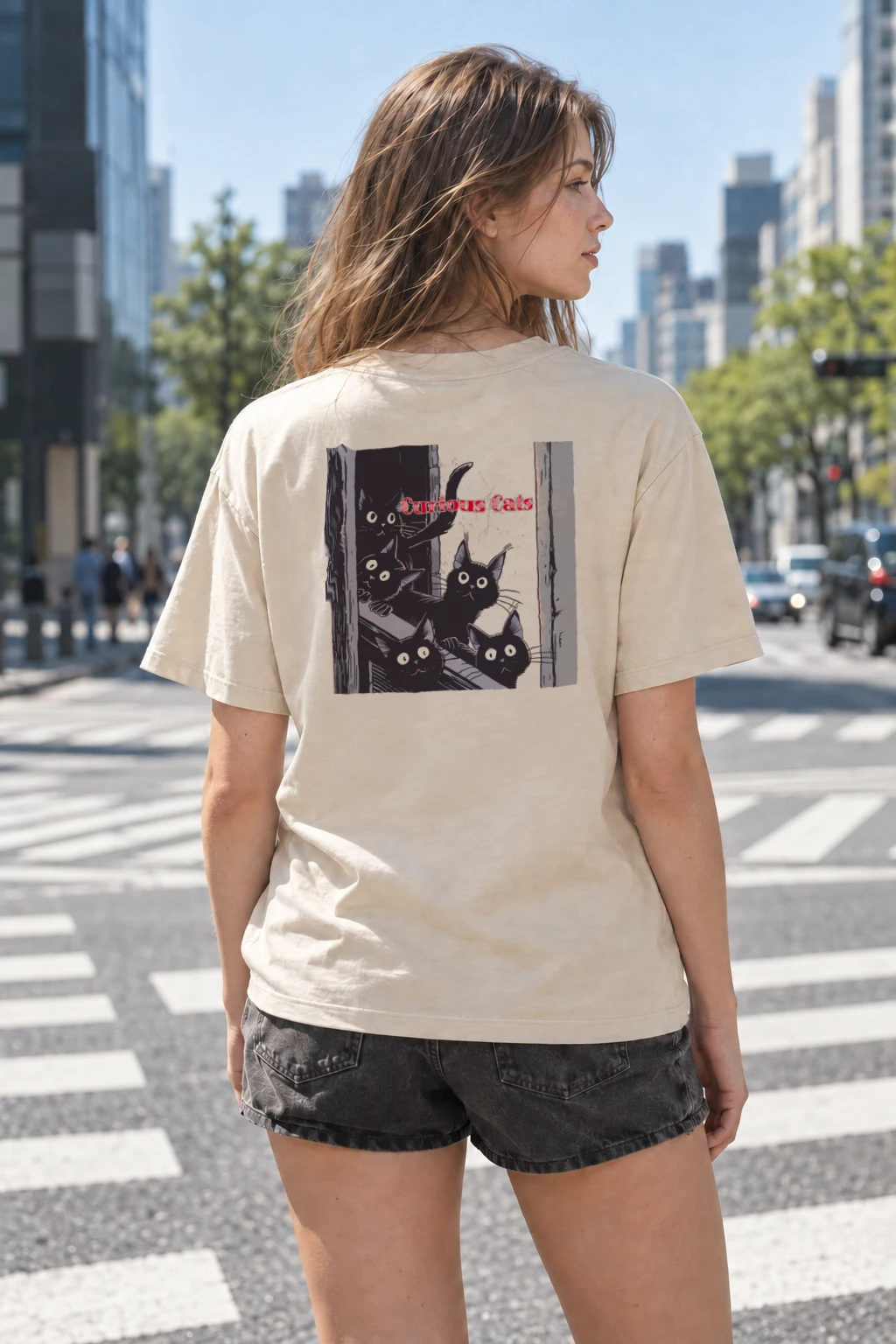 "Curious Cats" Heavyweight Unisex Crewneck T-shirt | Gildan 5000