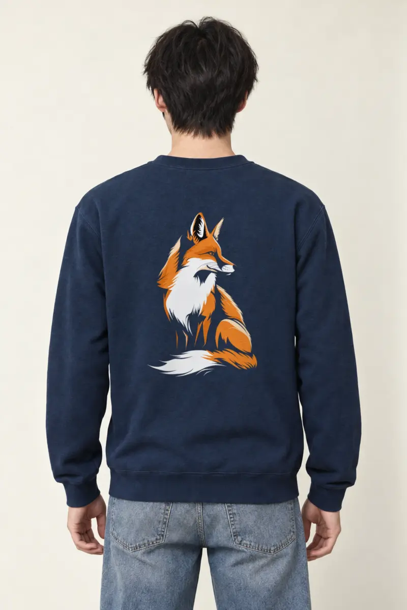 "Curled Fox Line Art" Heavy Blend Unisex Crewneck Sweatshirt