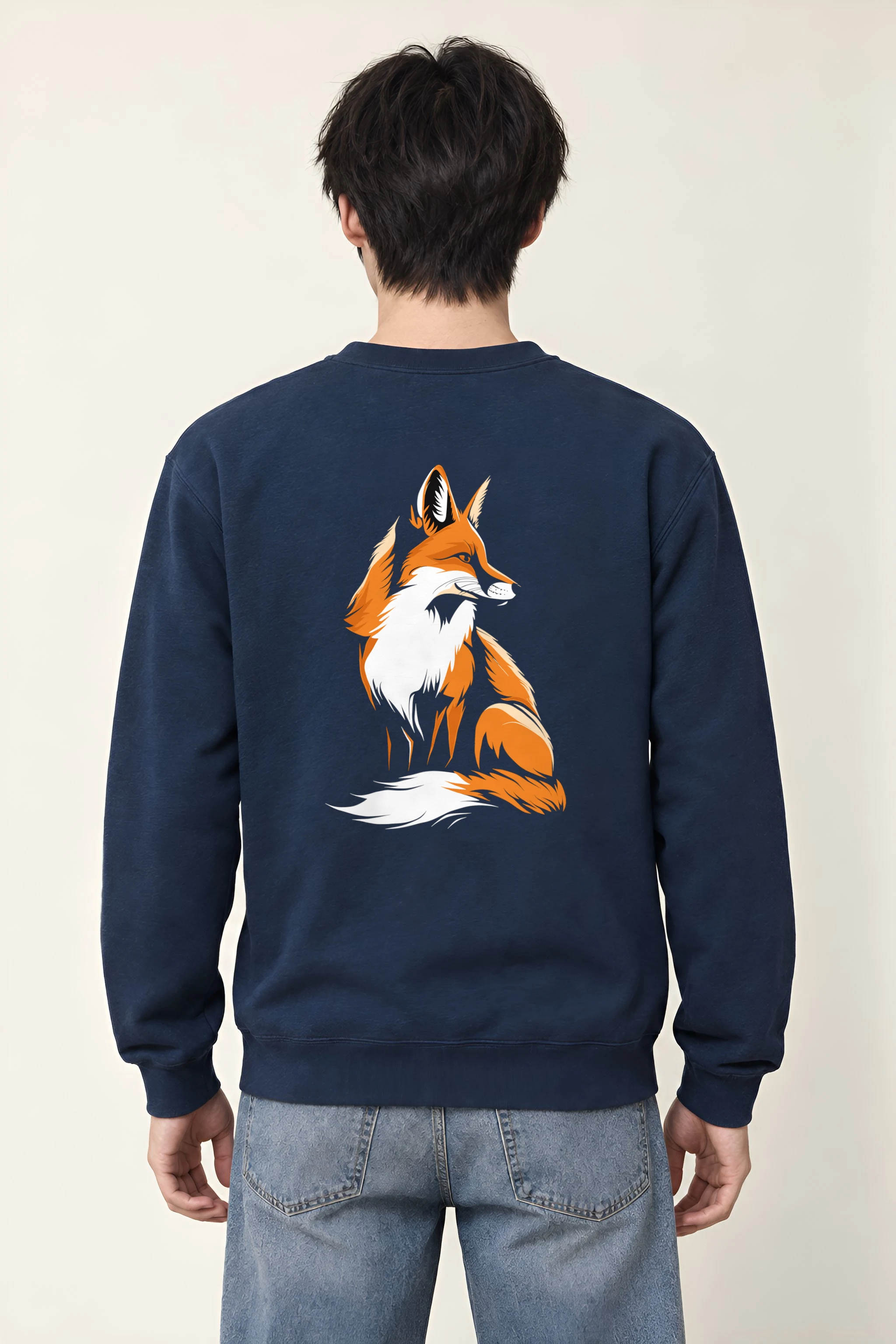"Curled Fox Line Art" Heavy Blend Unisex Crewneck Sweatshirt