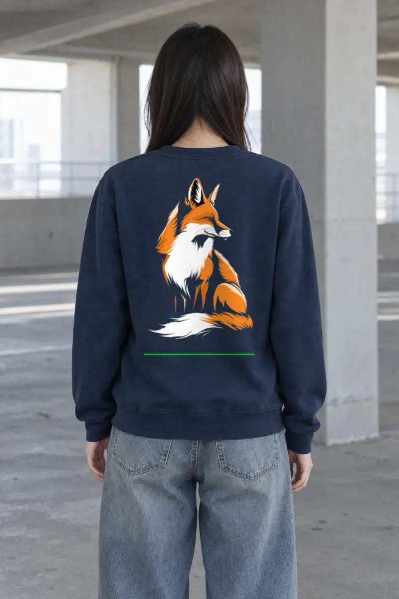 "Curled Fox Line Art" Heavy Blend Unisex Crewneck Sweatshirt | Gildan 18000