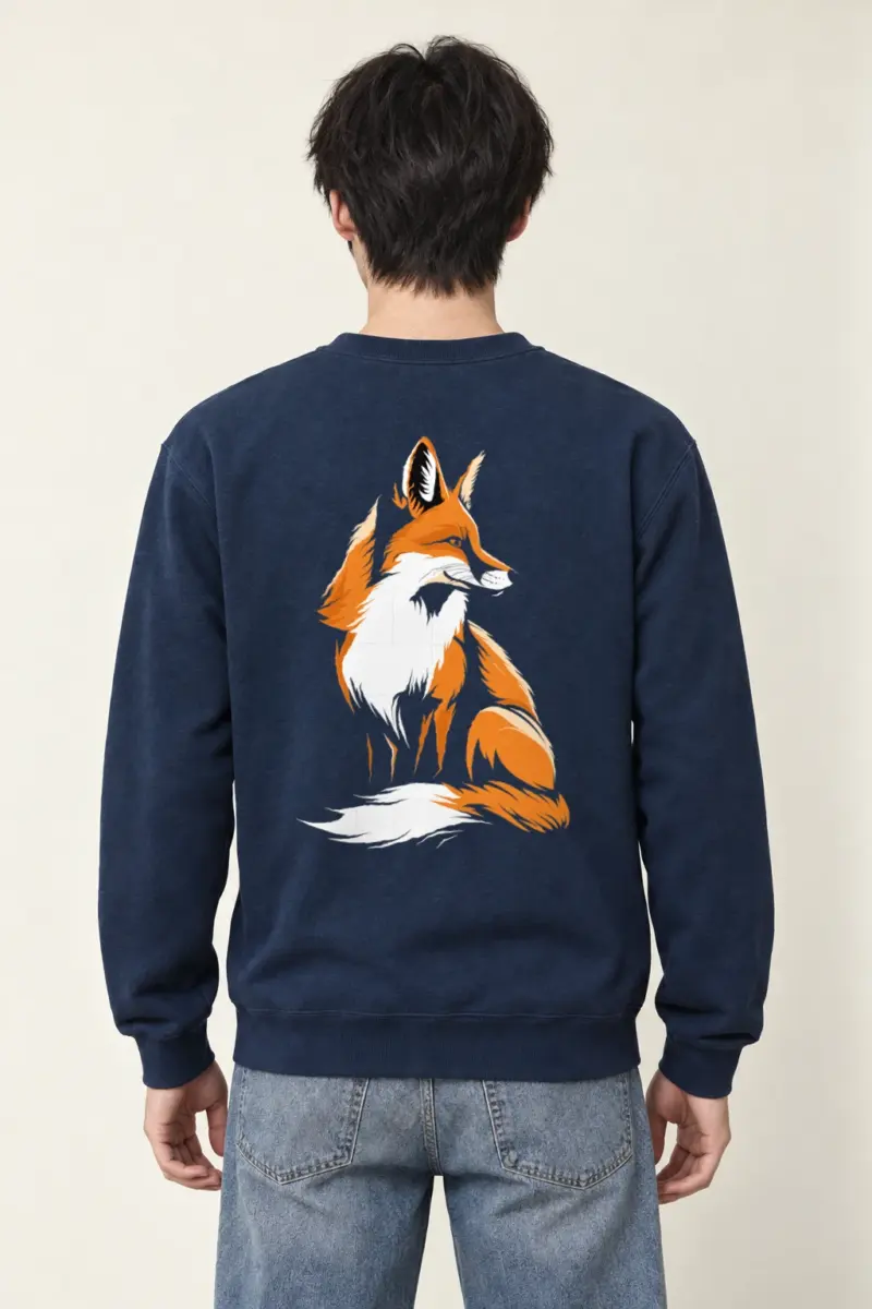 "Curled Fox Line Art" Heavy Blend Unisex Crewneck Sweatshirt