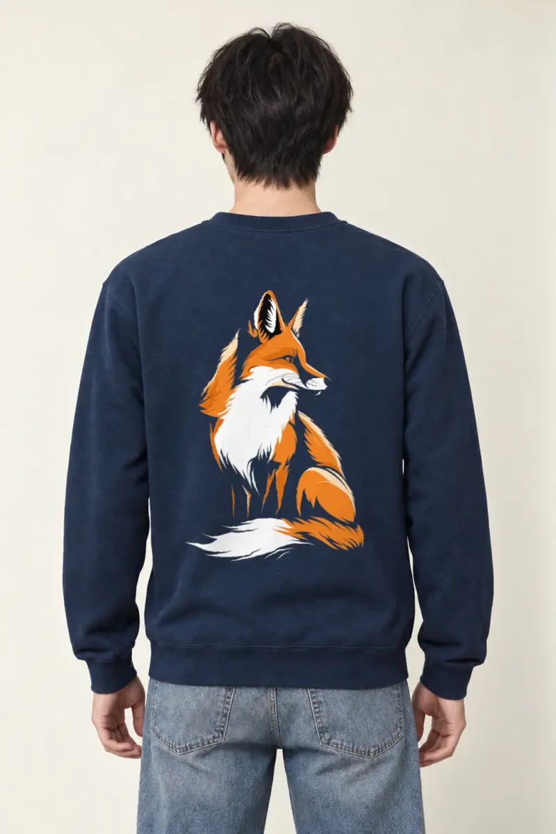 "Curled Fox Line Art" Heavy Blend Unisex Crewneck Sweatshirt