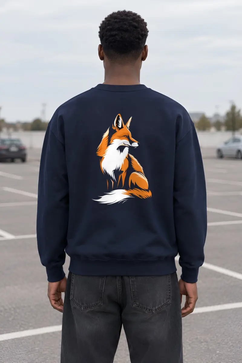 "Curled Fox Line Art" Heavy Blend Unisex Crewneck Sweatshirt