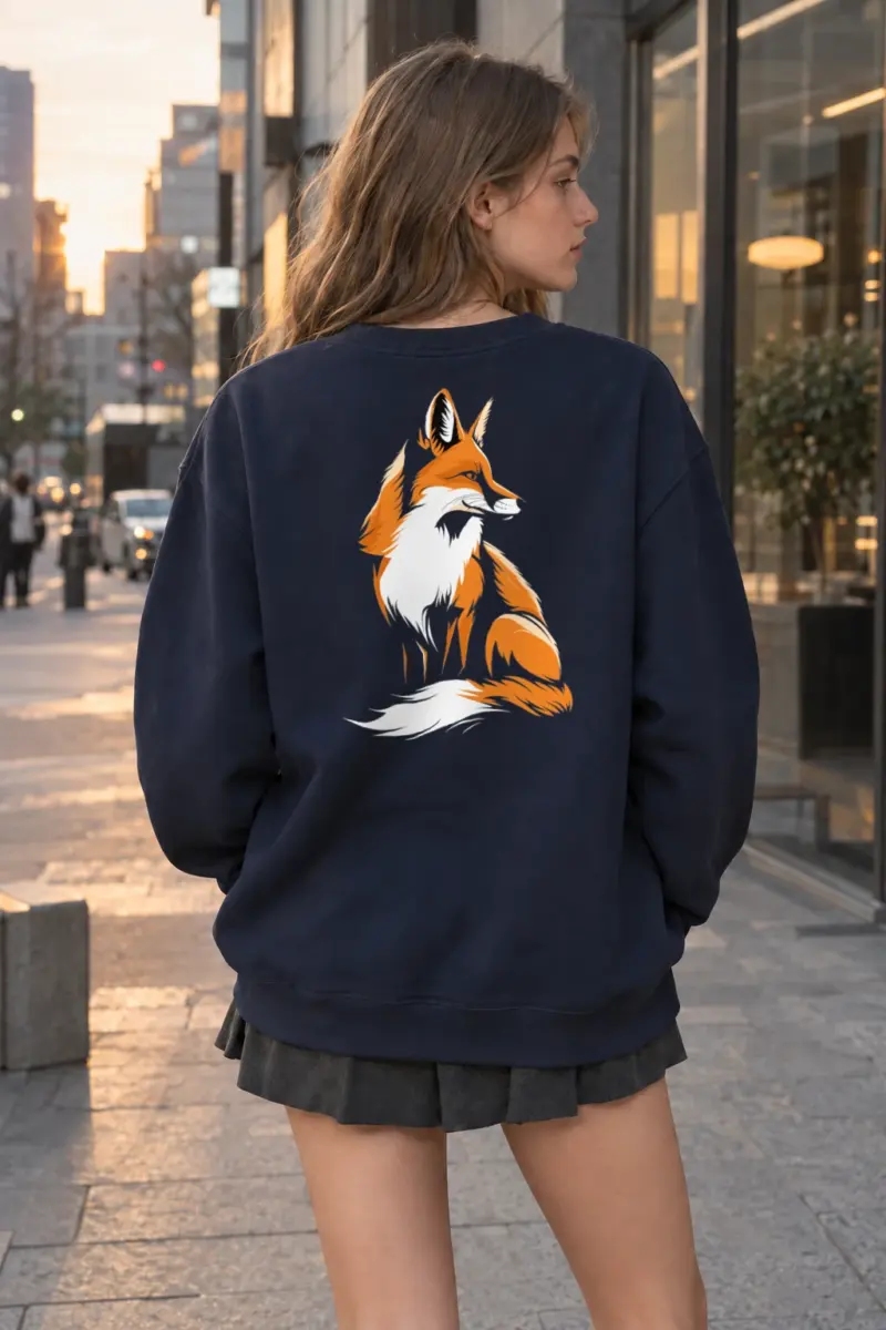 "Curled Fox Line Art" Heavy Blend Unisex Crewneck Sweatshirt | Gildan 18000