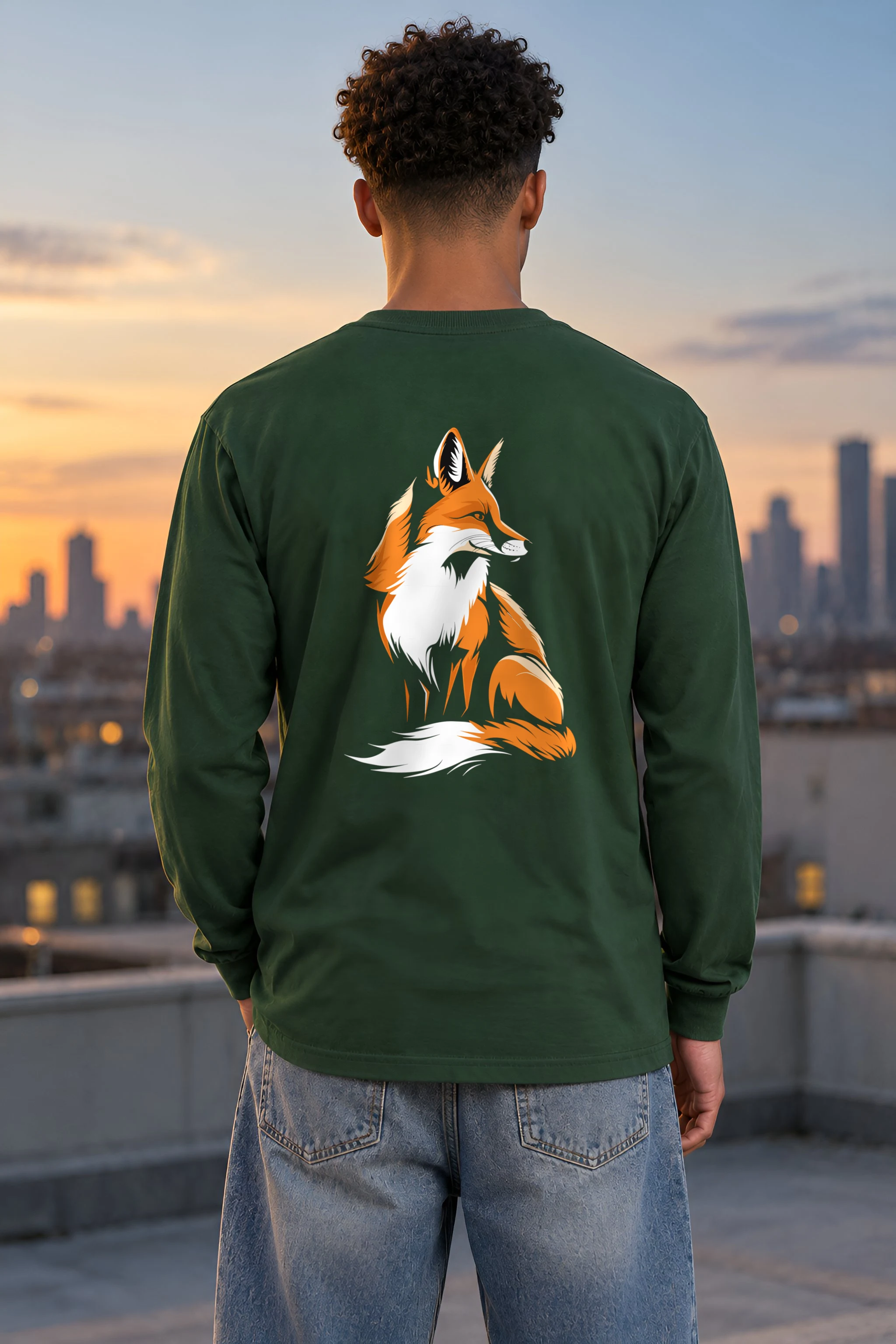 "Curled Fox" Unisex Longsleeve T-shirt