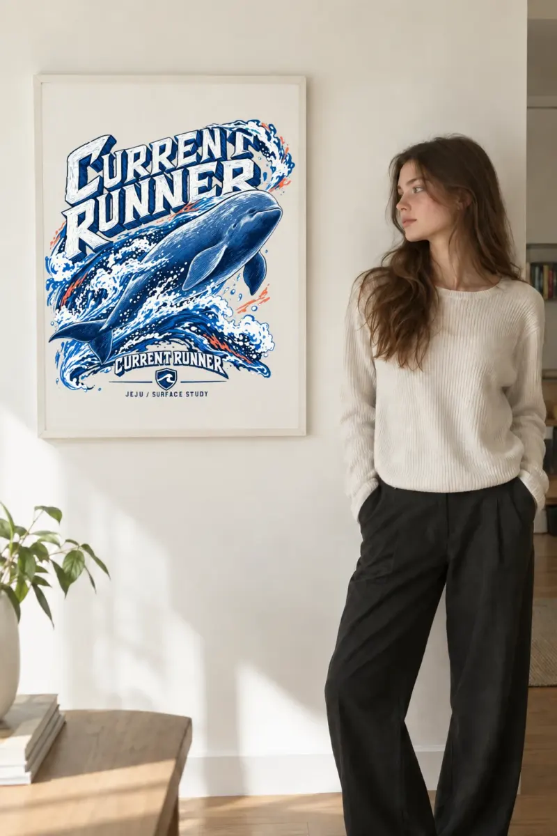 "Current Runner" Premium Wooden Framed Poster