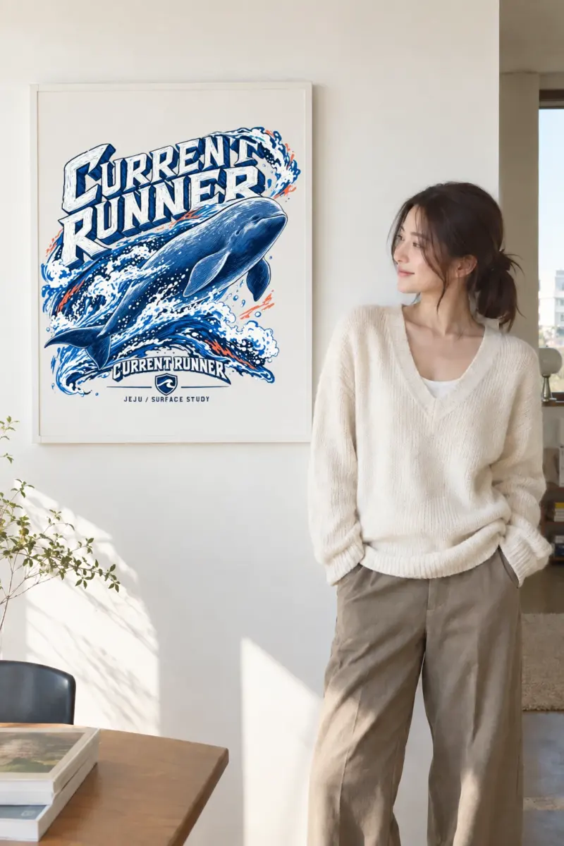 “Current Runner” Premium Wooden Framed Poster