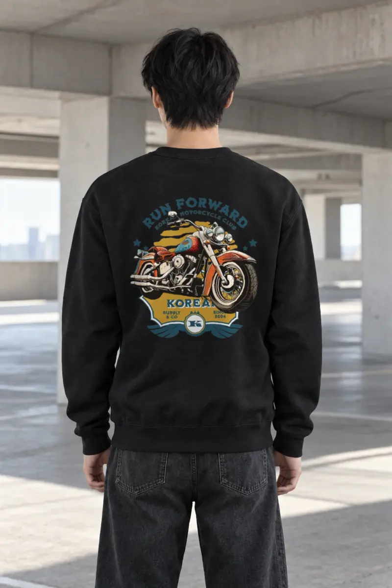 "Custom Garage Motorcycle" Heavy Blend Unisex Crewneck Sweatshirt | Gildan 18000