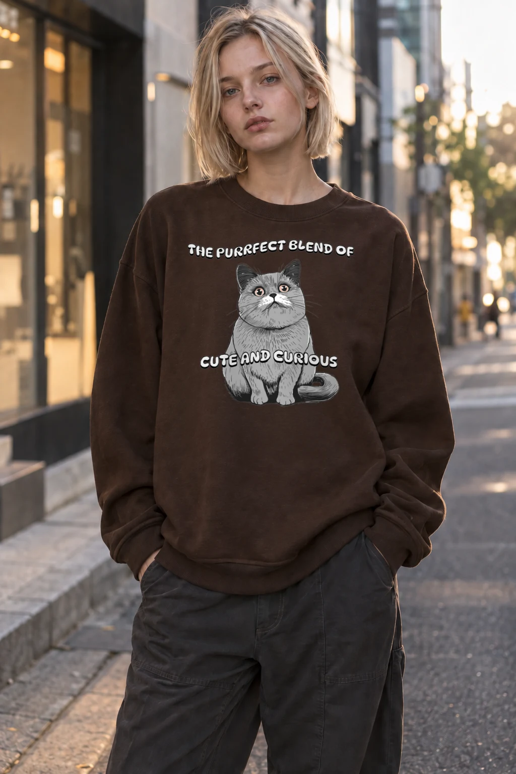 "Cute And Curious" Heavy Blend Unisex Crewneck Sweatshirt | Gildan 18000