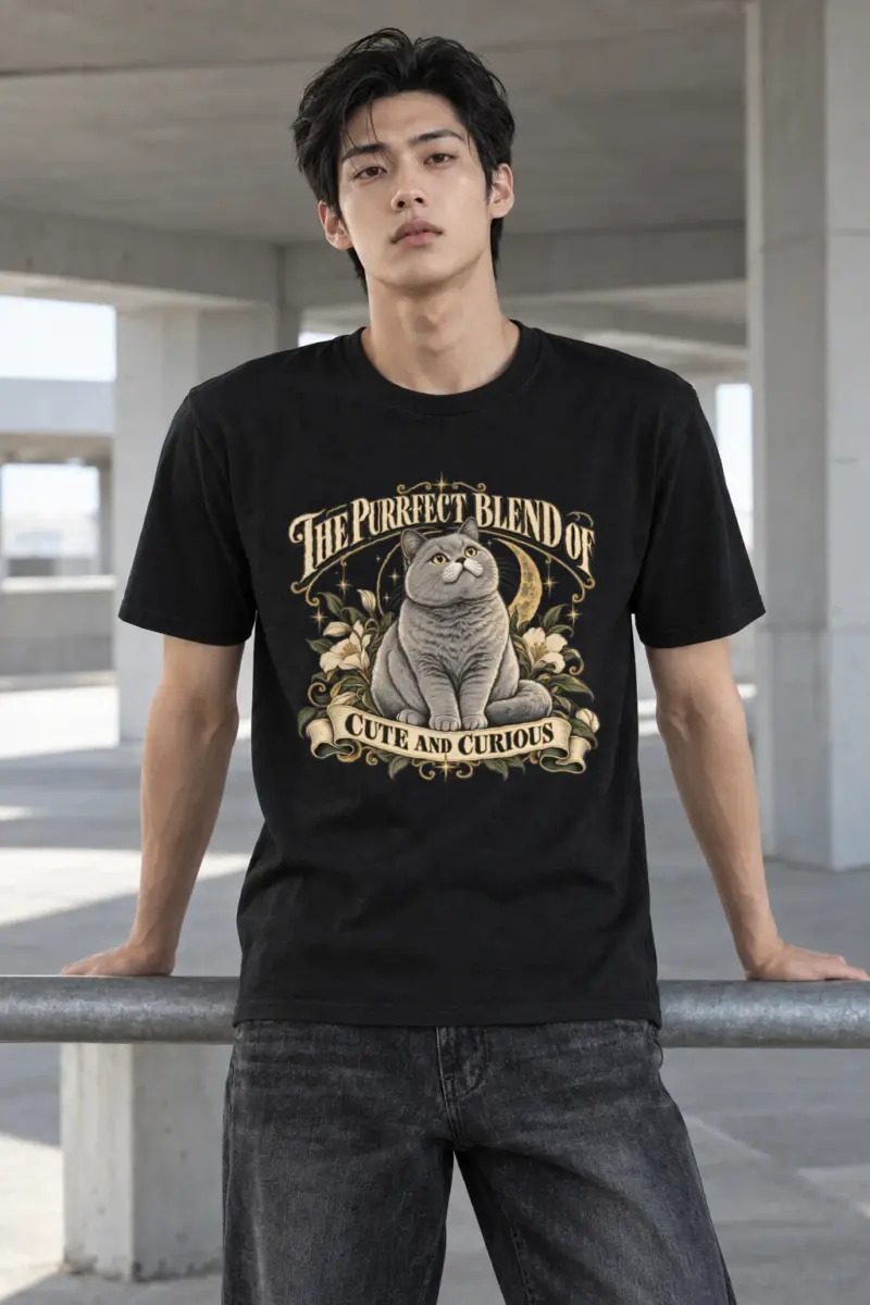 "Cute And Curious" Heavyweight Unisex Crewneck T-shirt