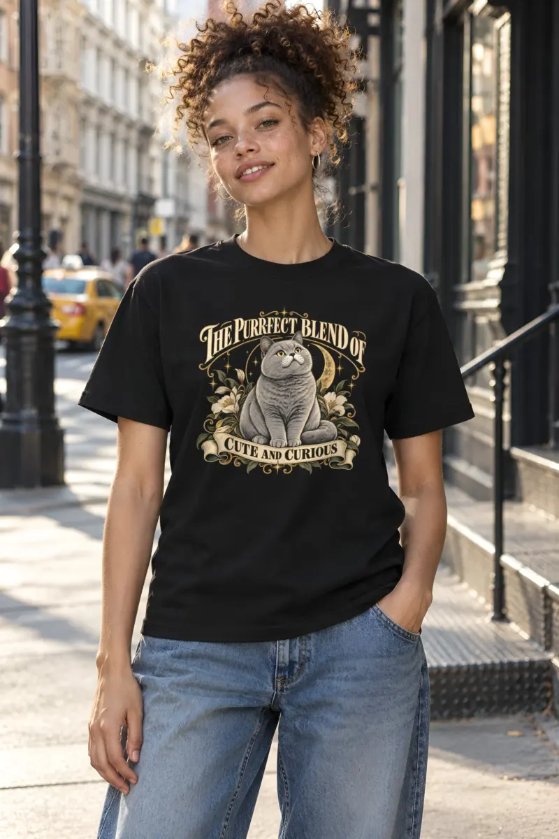 "Cute And Curious" Heavyweight Unisex Crewneck T-shirt