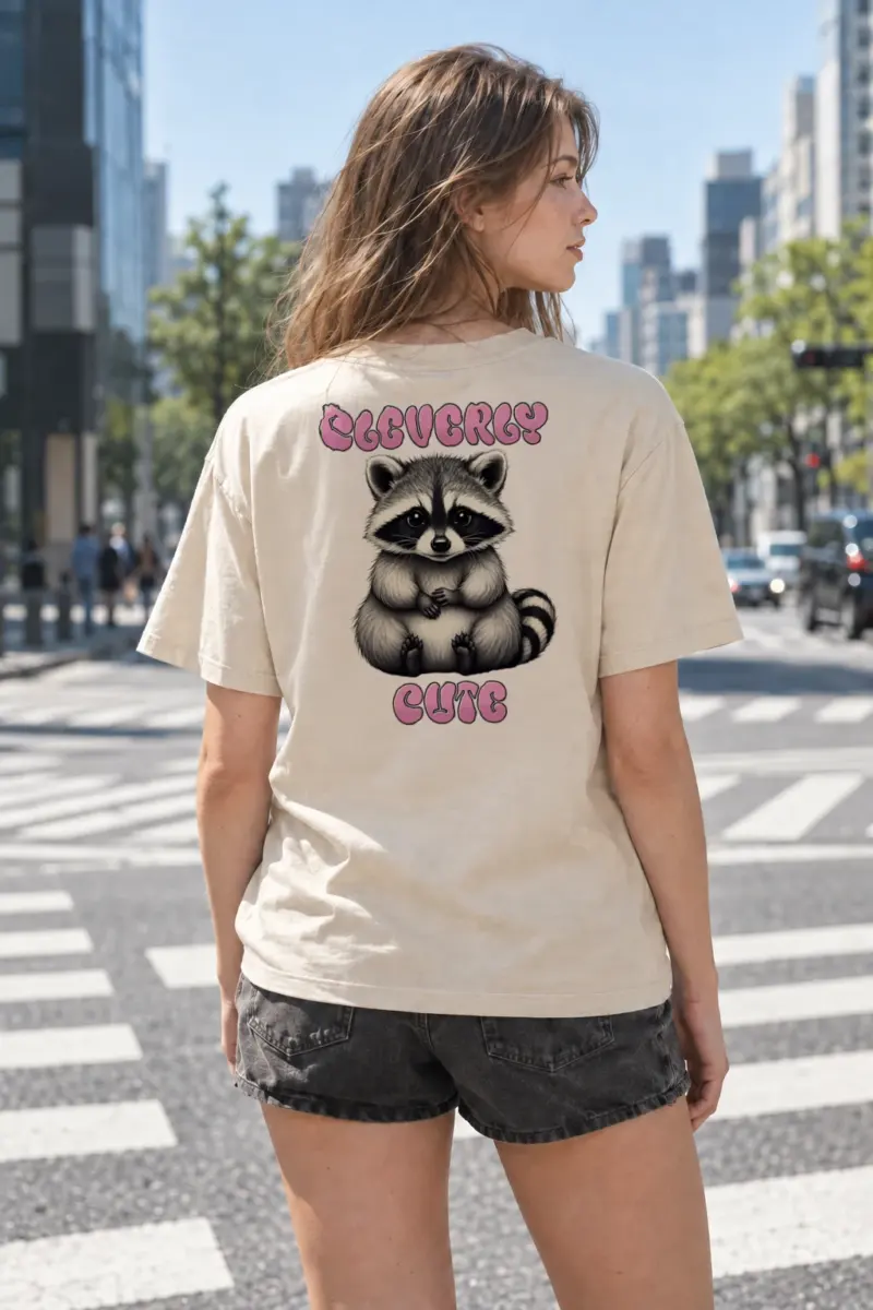 "Cute Cute Raccoon" Heavyweight Unisex Crewneck T-shirt | Gildan 5000