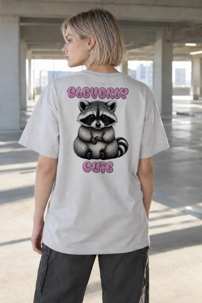 “Cute Cute Raccoon” Heavyweight Unisex Crewneck T-shirt | Gildan 5000
