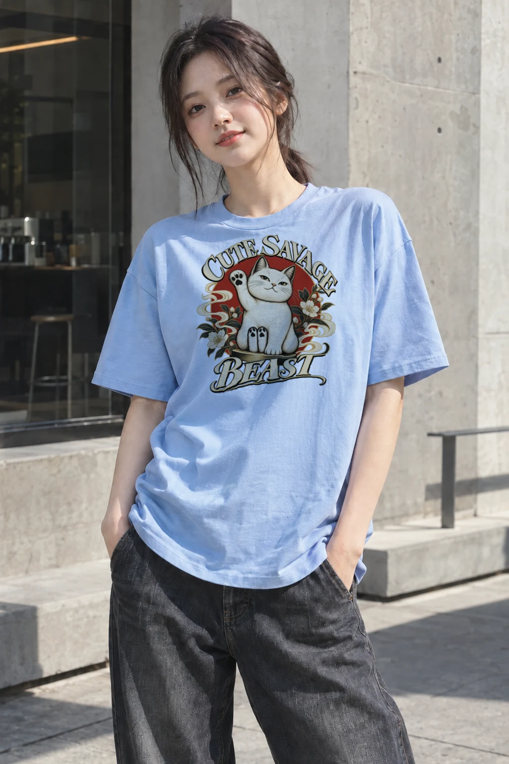 "Cute Savage Beast" Heavyweight Unisex Crewneck T-shirt | Gildan 5000