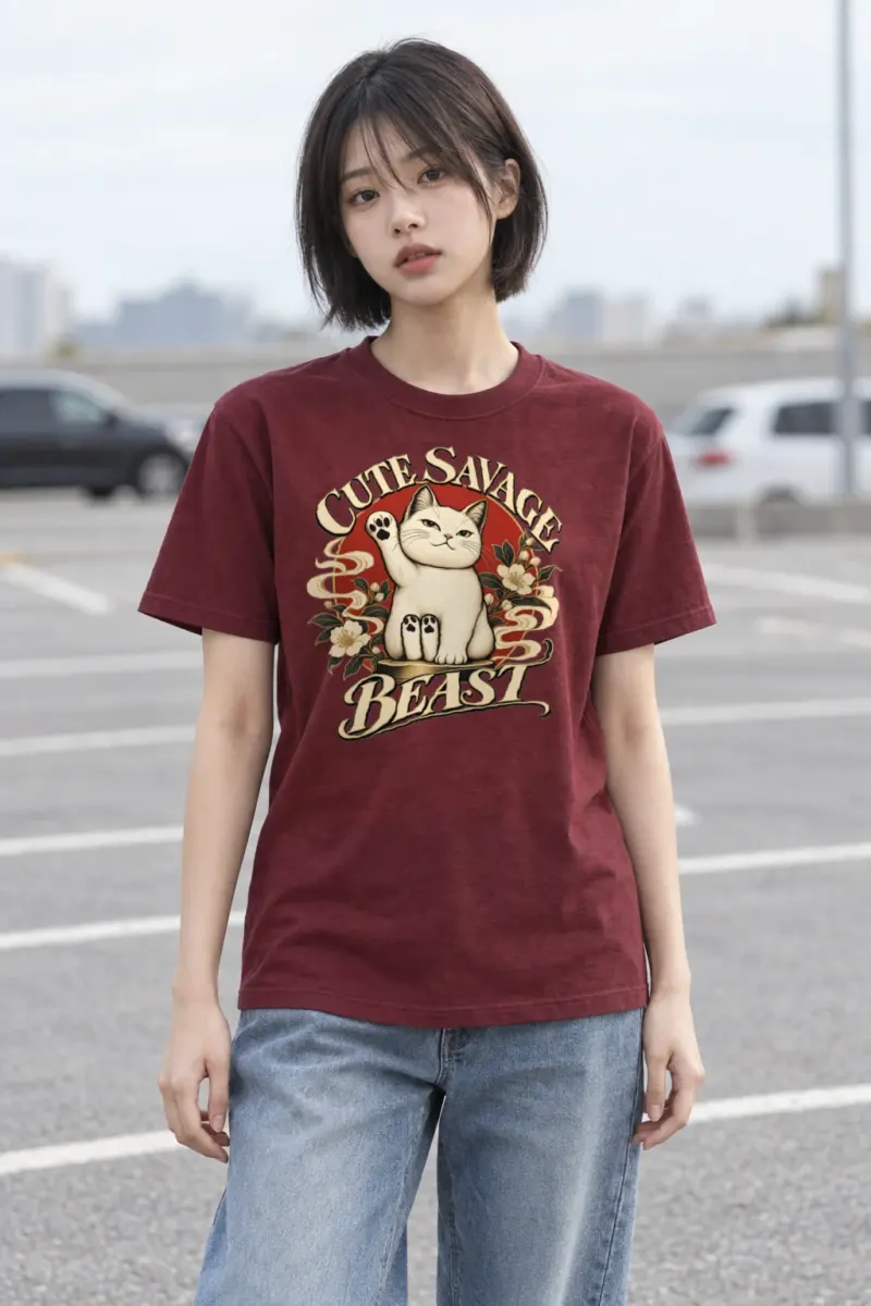 "Cute Savage Beast" Heavyweight Unisex Crewneck T-shirt | Gildan 5000