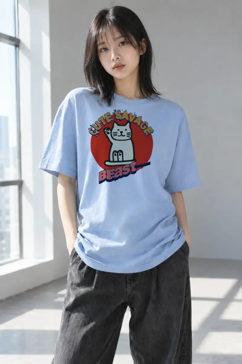 "Cutie Savage Beast" Heavyweight Unisex Crewneck T-shirt | Gildan 5000