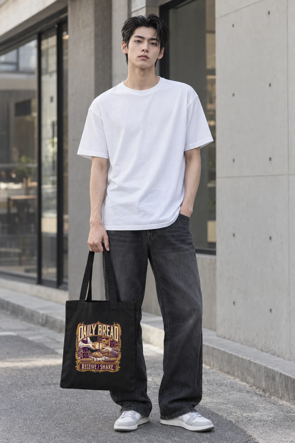 "Daily Bread Receive Share" Classic Cotton Tote Bag