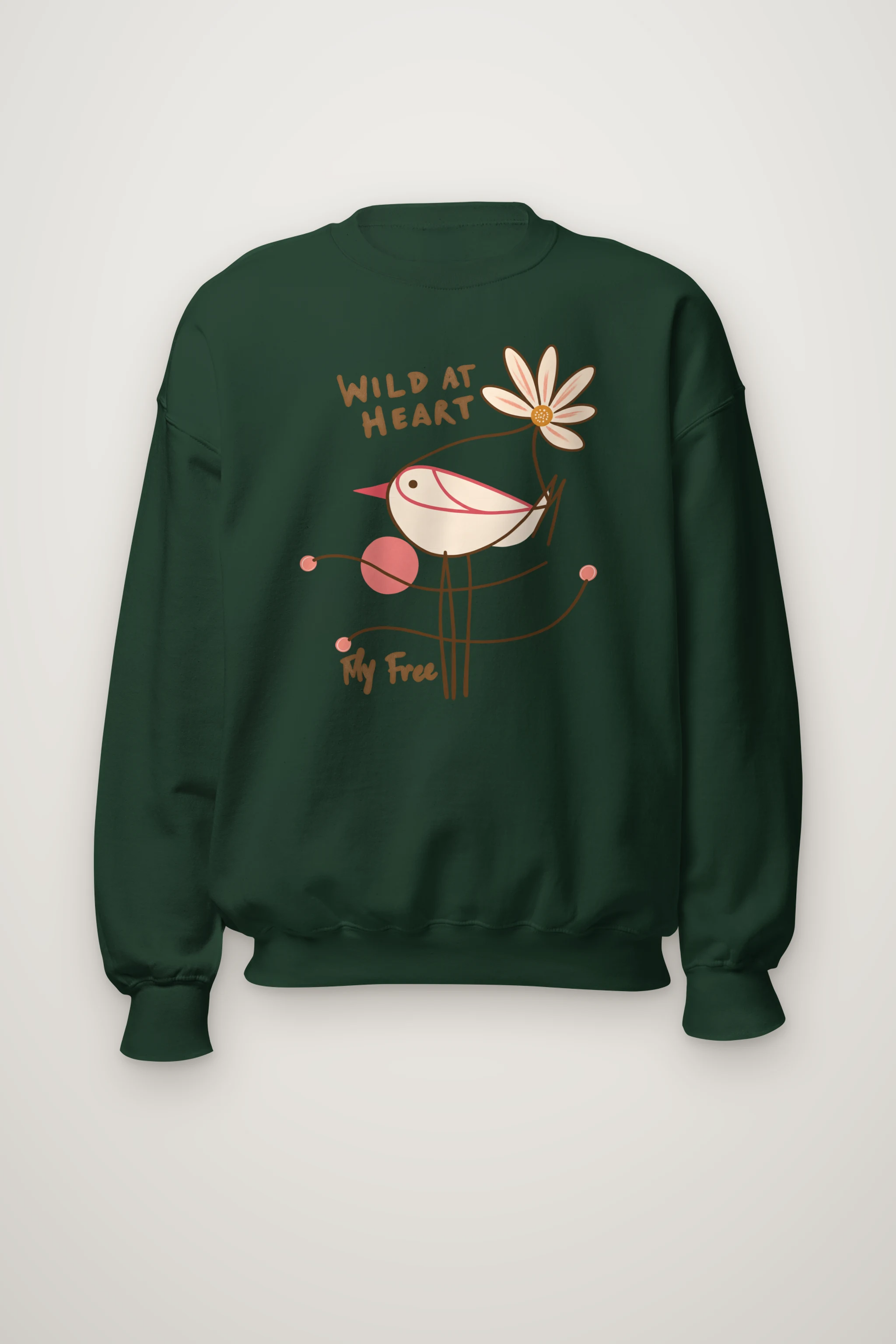 "Daisy Bird Illustration" Heavy Blend Unisex Crewneck Sweatshirt