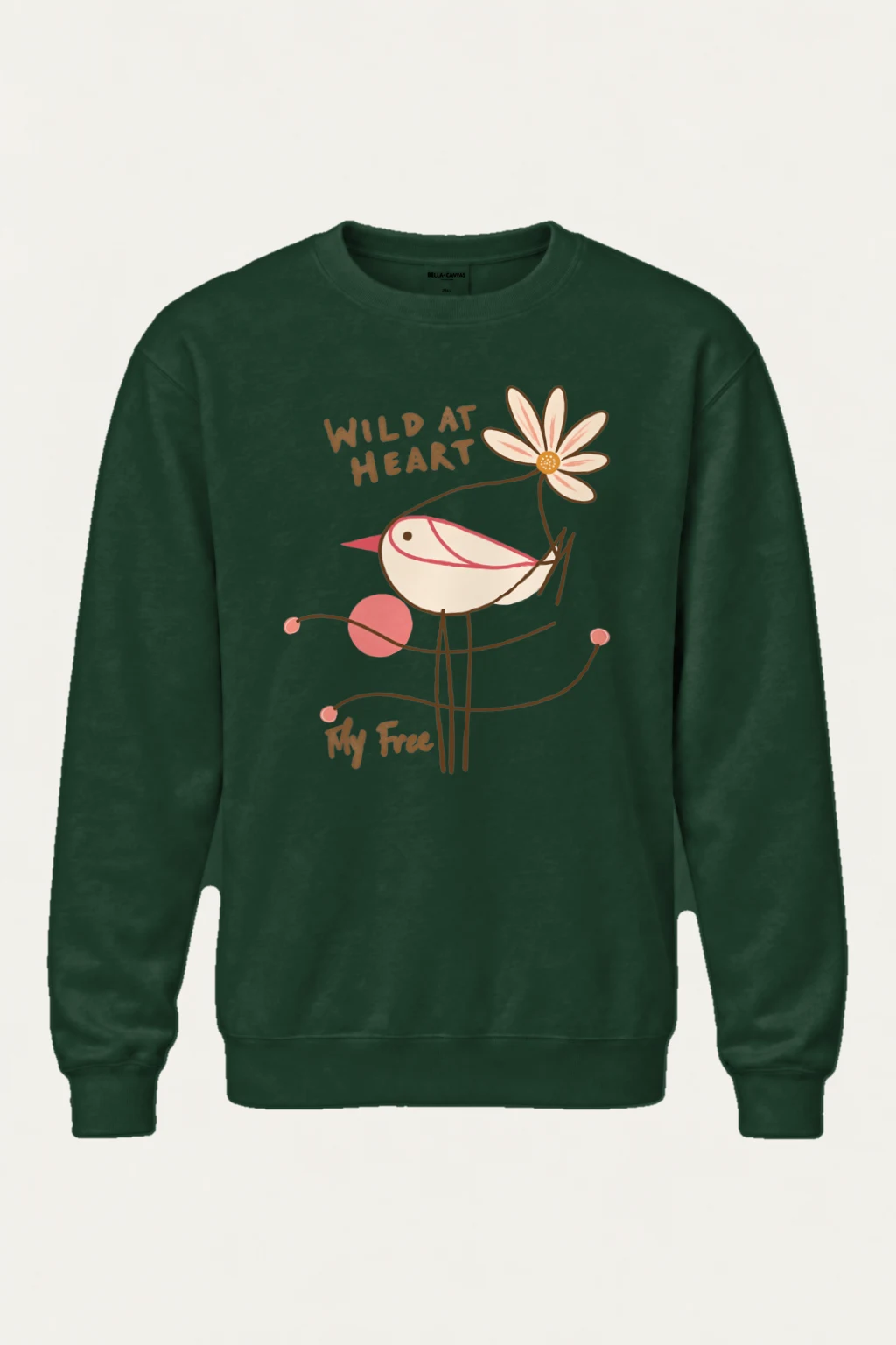 "Daisy Bird Illustration" Heavy Blend Unisex Crewneck Sweatshirt