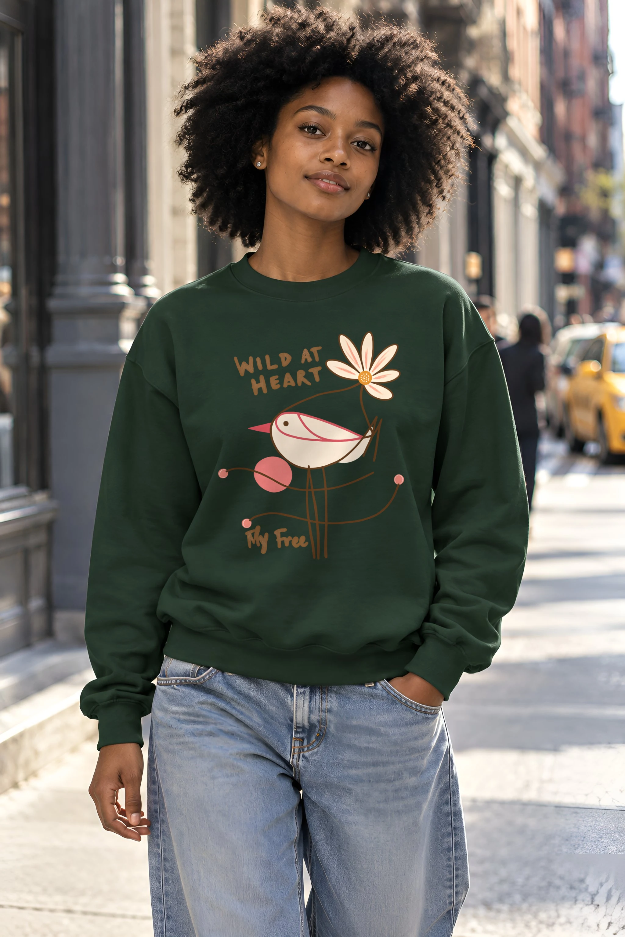 "Daisy Bird Illustration" 1 Crewneck Sweatshirt