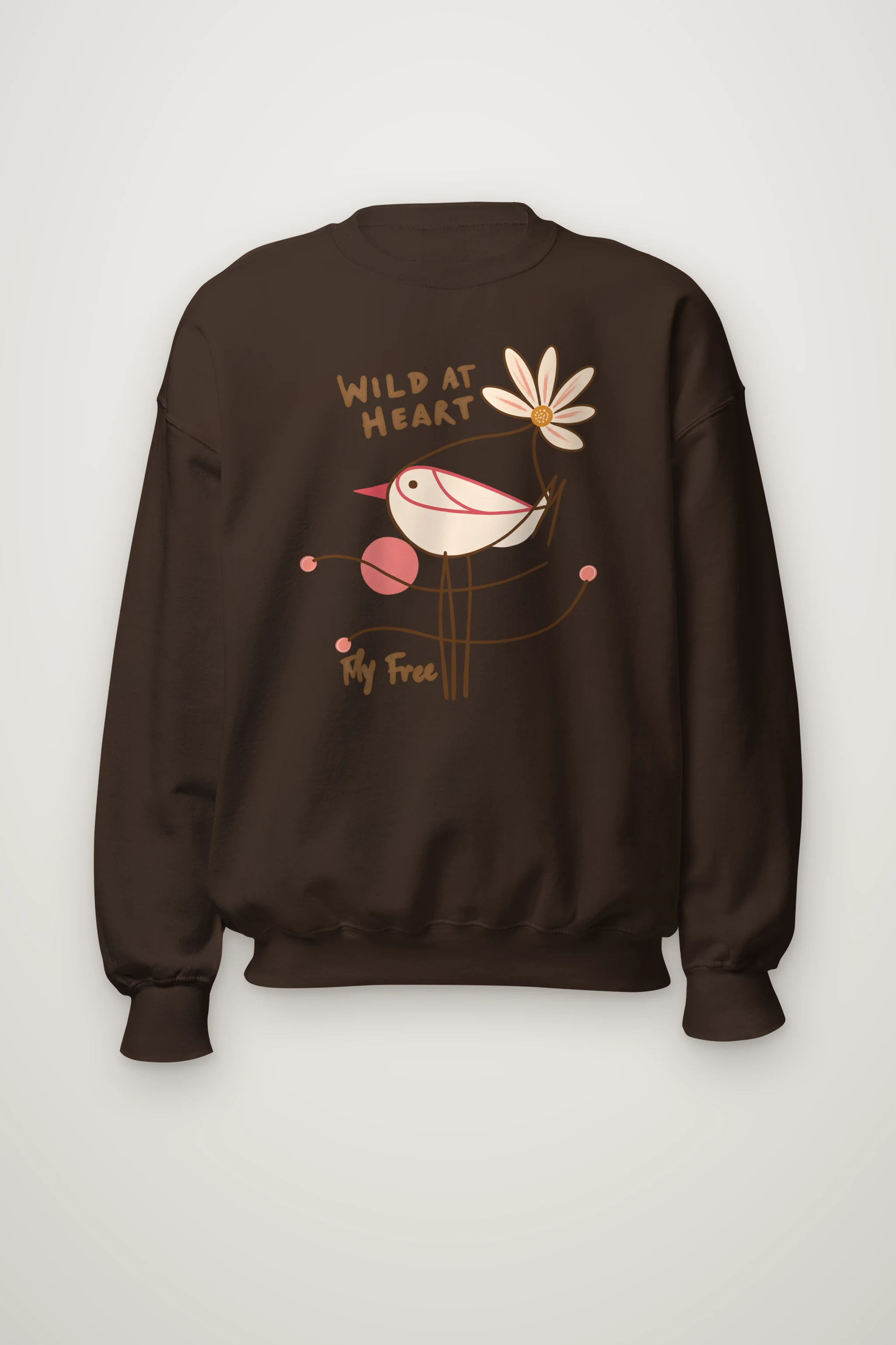 "Daisy Bird Illustration" Heavy Blend Unisex Crewneck Sweatshirt