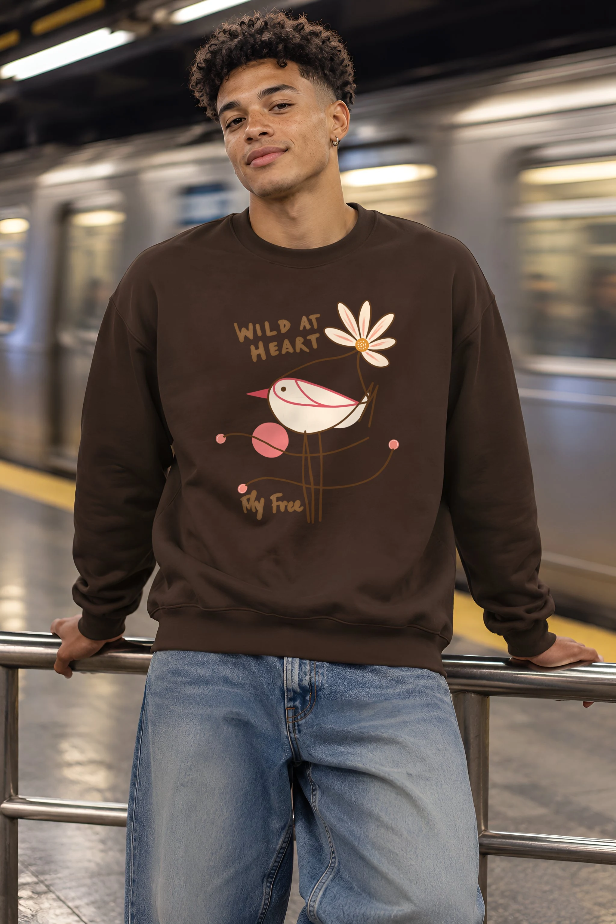"Daisy Bird Illustration" 1 Crewneck Sweatshirt
