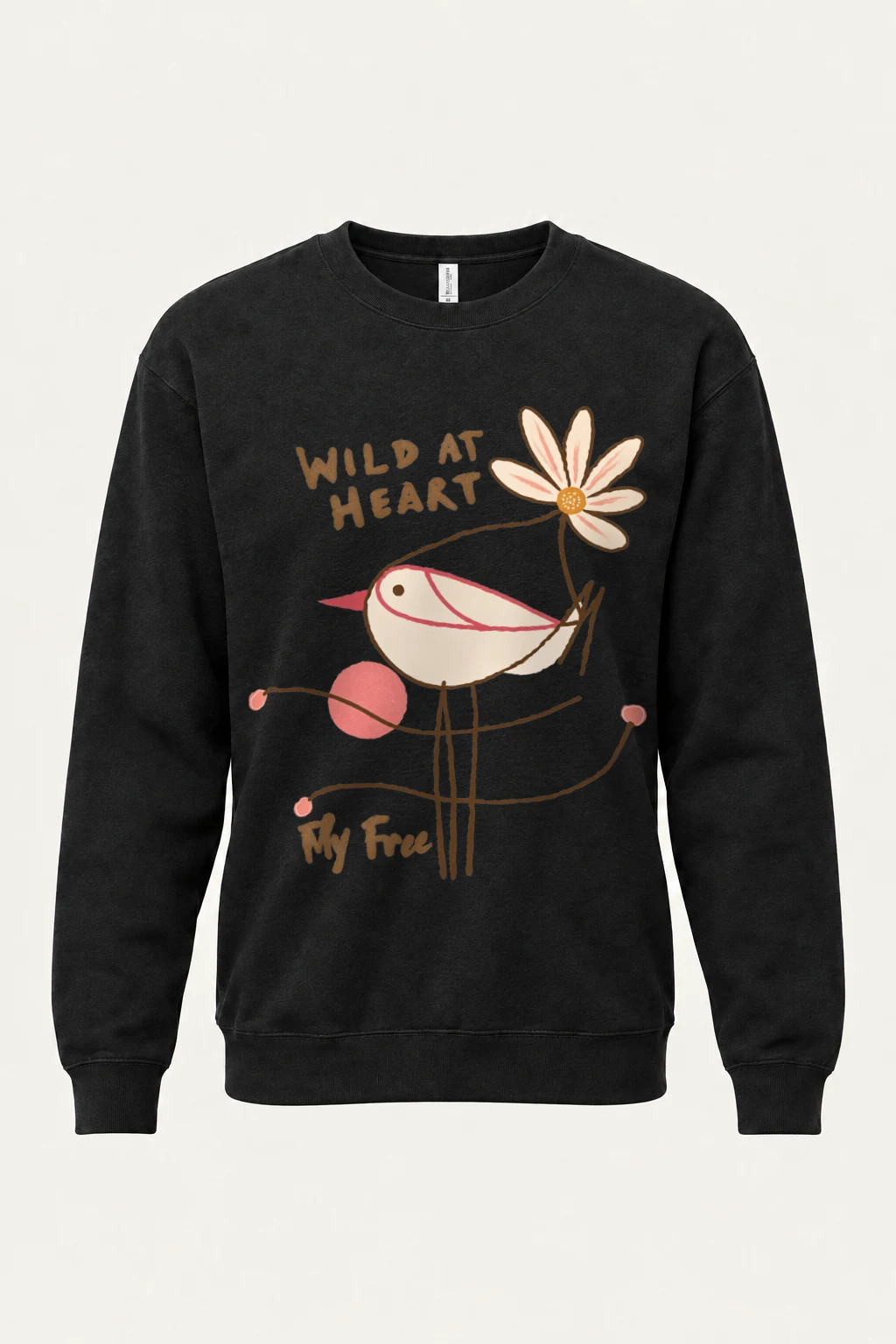 "Daisy Bird Illustration" Heavy Blend Unisex Crewneck Sweatshirt