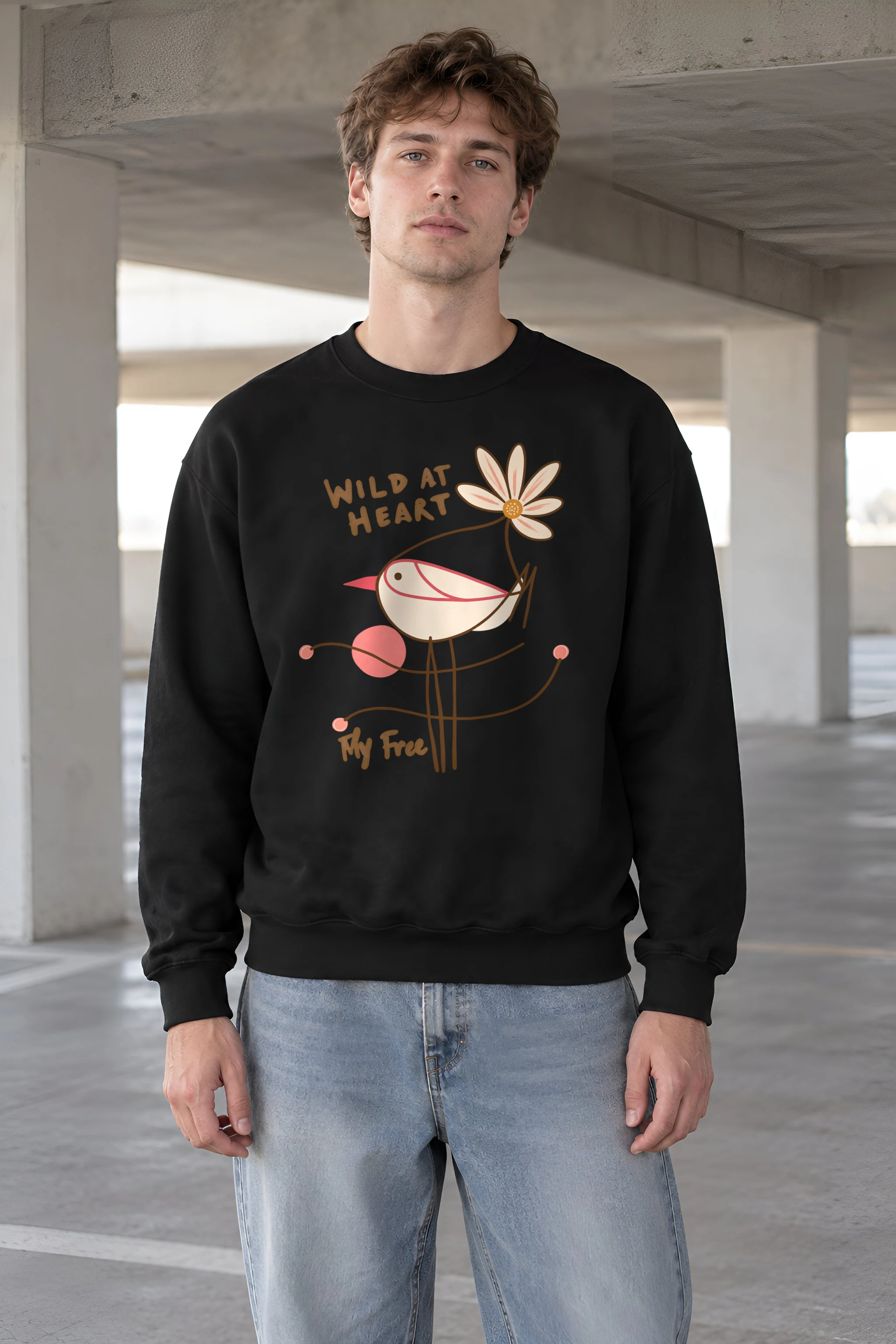 "Daisy Bird Illustration" 1 Crewneck Sweatshirt