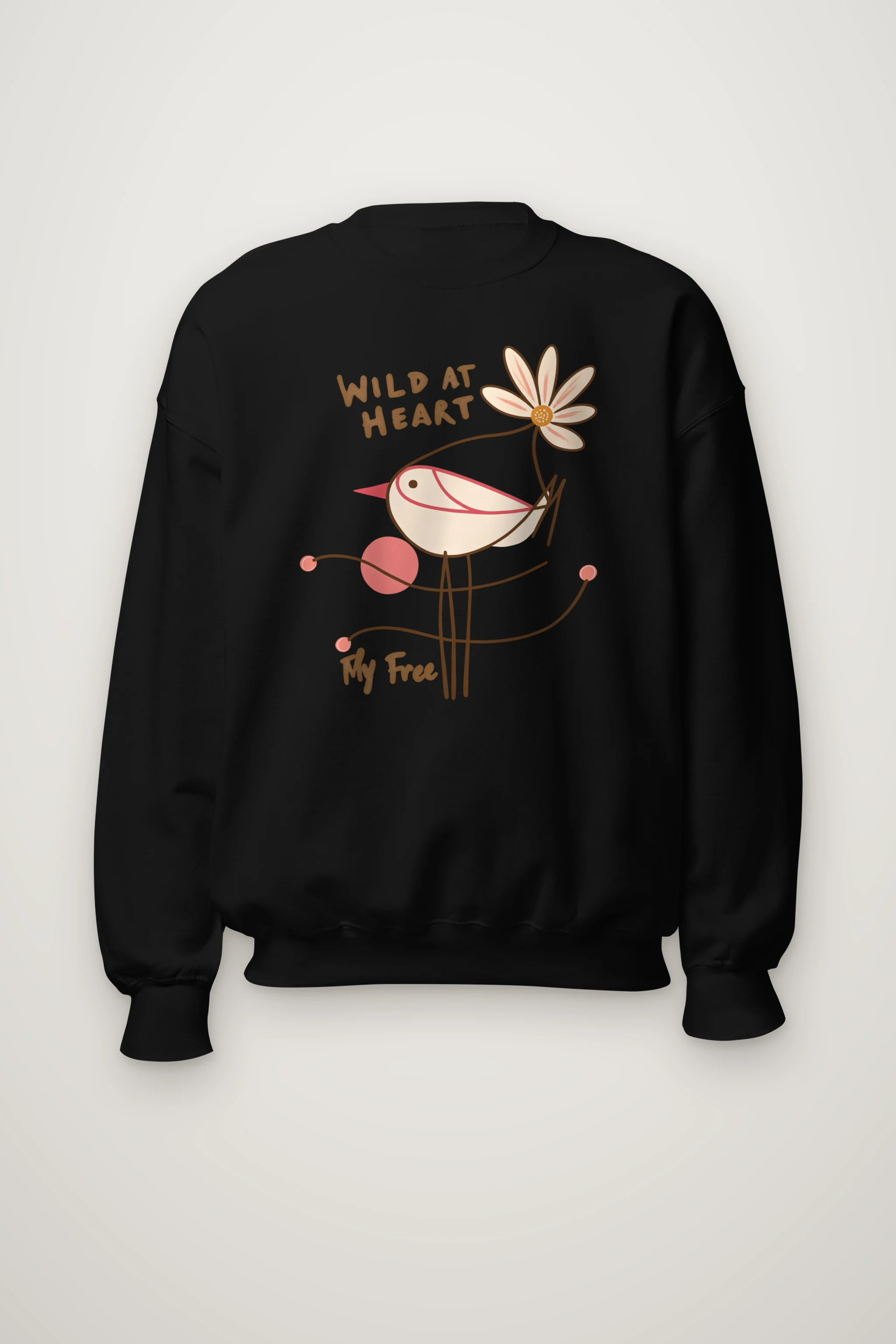 "Daisy Bird Illustration" Heavy Blend Unisex Crewneck Sweatshirt