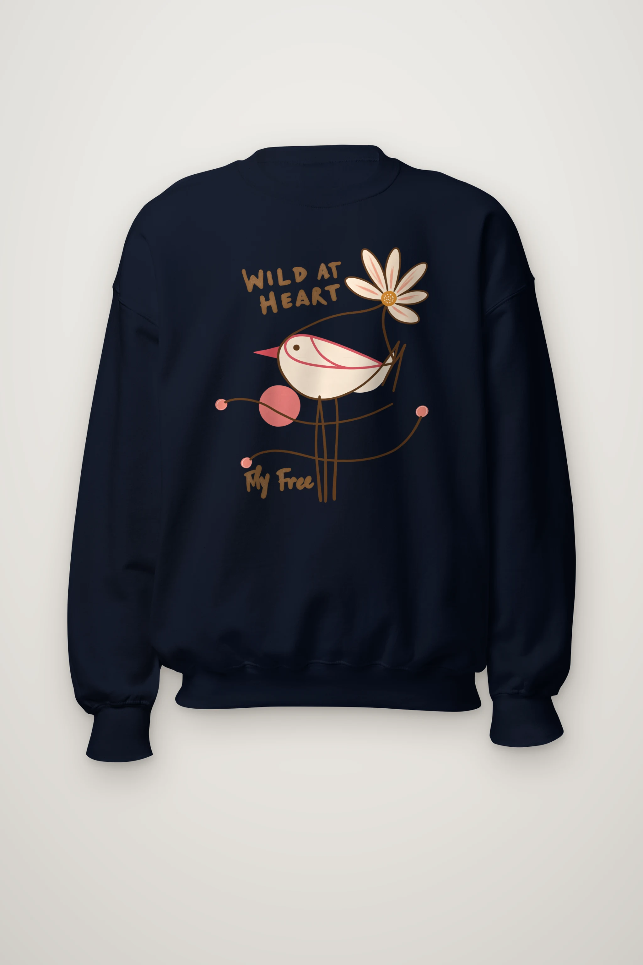"Daisy Bird Illustration" Heavy Blend Unisex Crewneck Sweatshirt