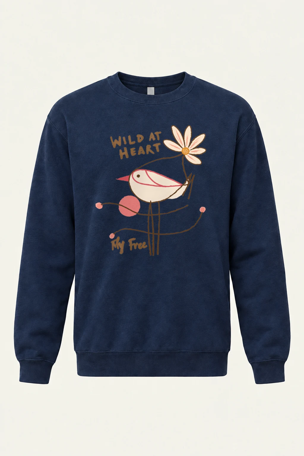 "Daisy Bird Illustration" Heavy Blend Unisex Crewneck Sweatshirt