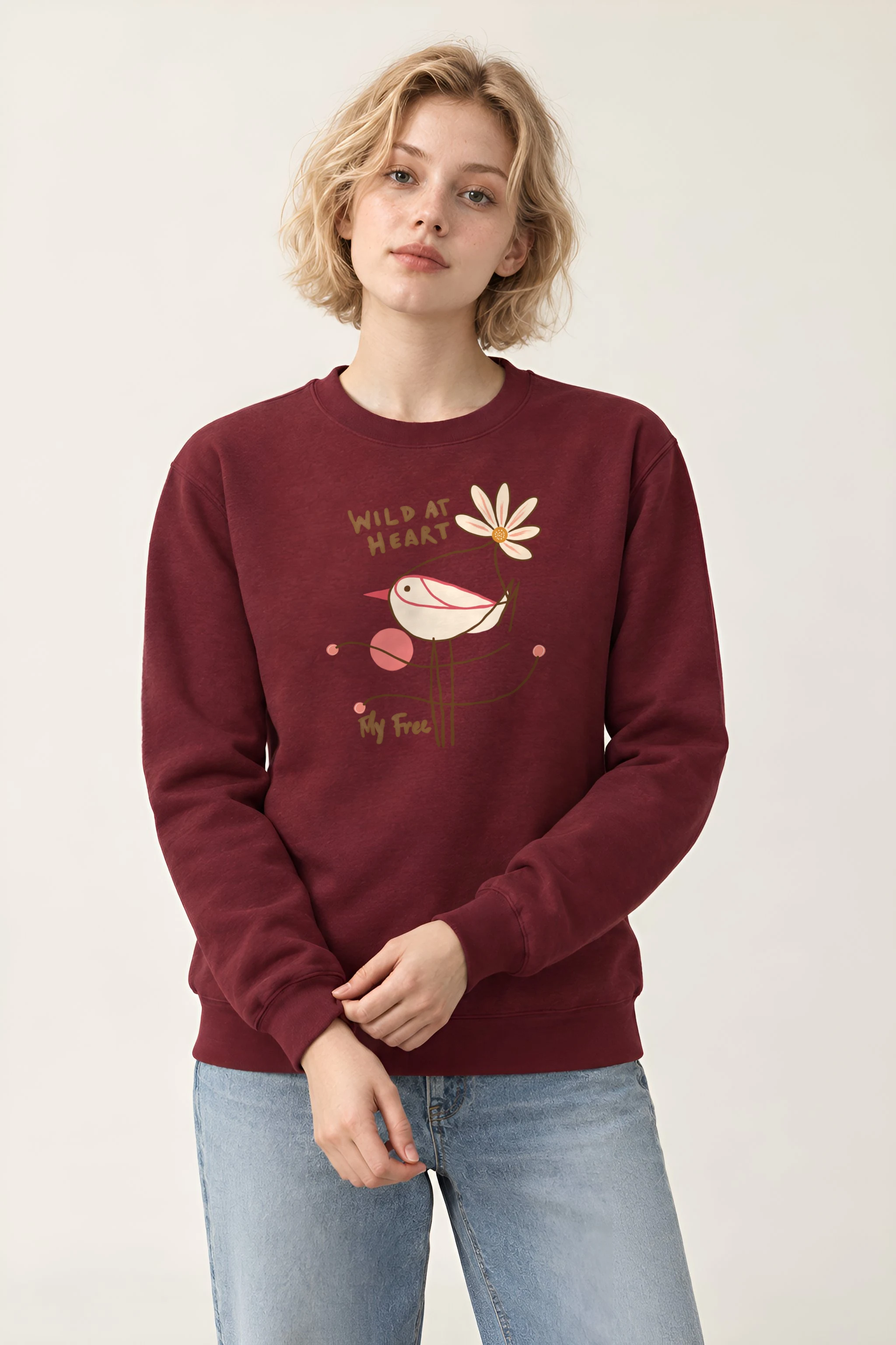 "Daisy Bird Illustration" 1 Crewneck Sweatshirt