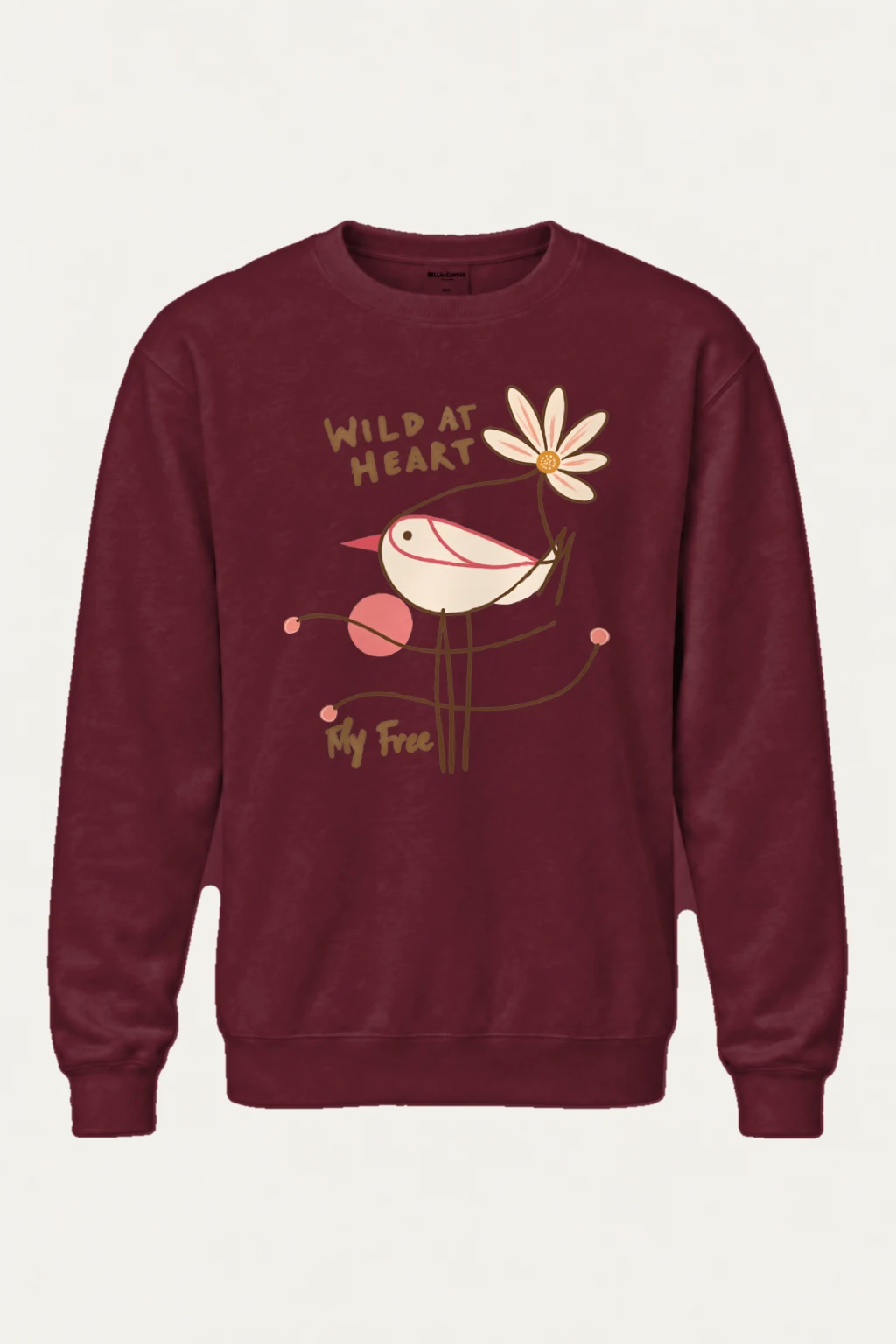 "Daisy Bird Illustration" Heavy Blend Unisex Crewneck Sweatshirt