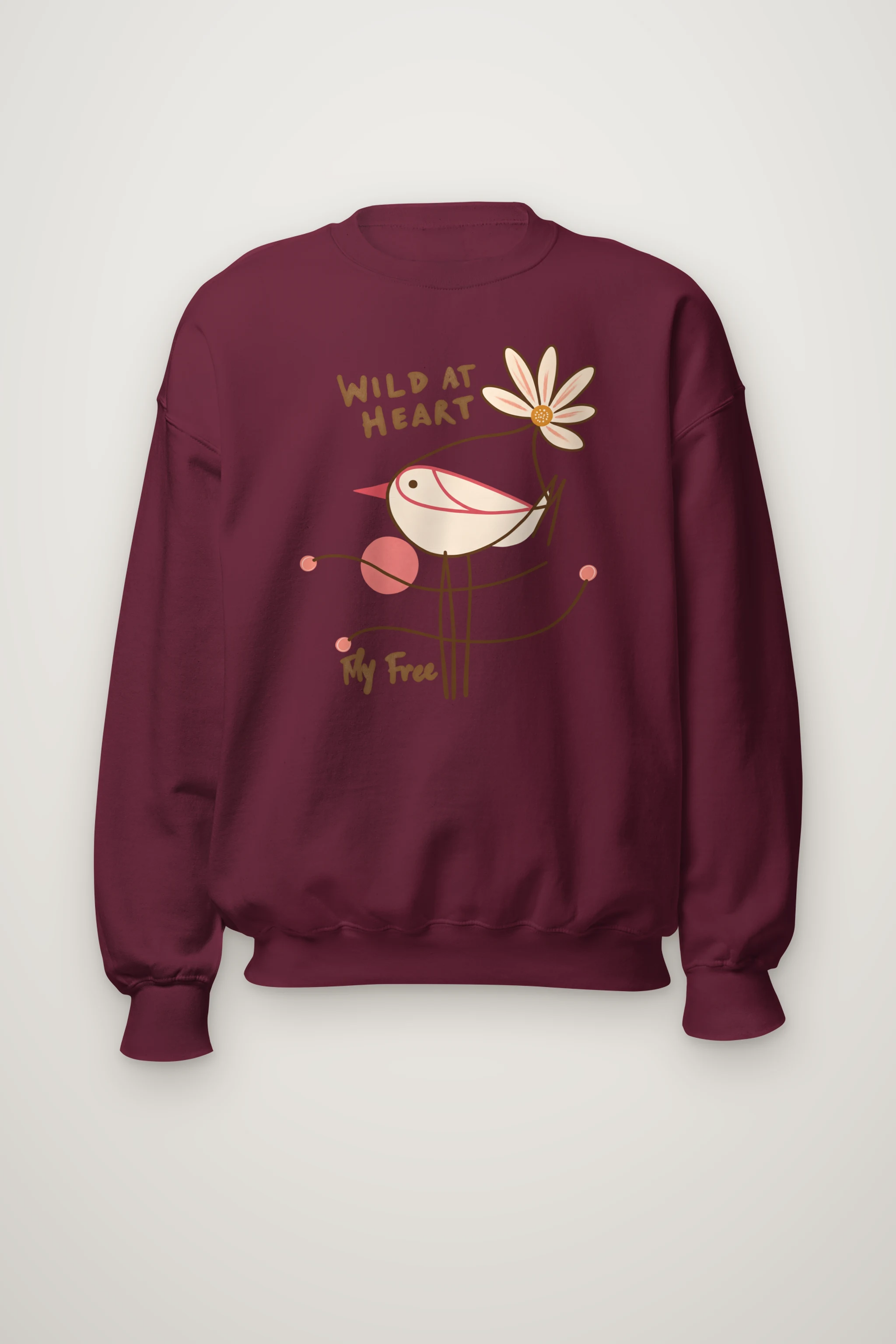 "Daisy Bird Illustration" Heavy Blend Unisex Crewneck Sweatshirt