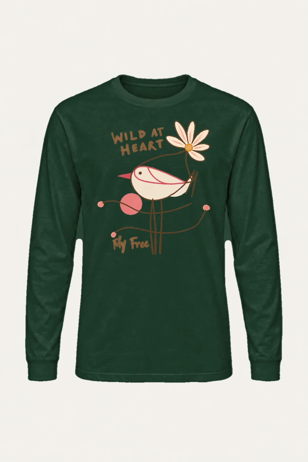 "Daisy Bird Illustration" Unisex Longsleeve T-shirt | Gildan 2400