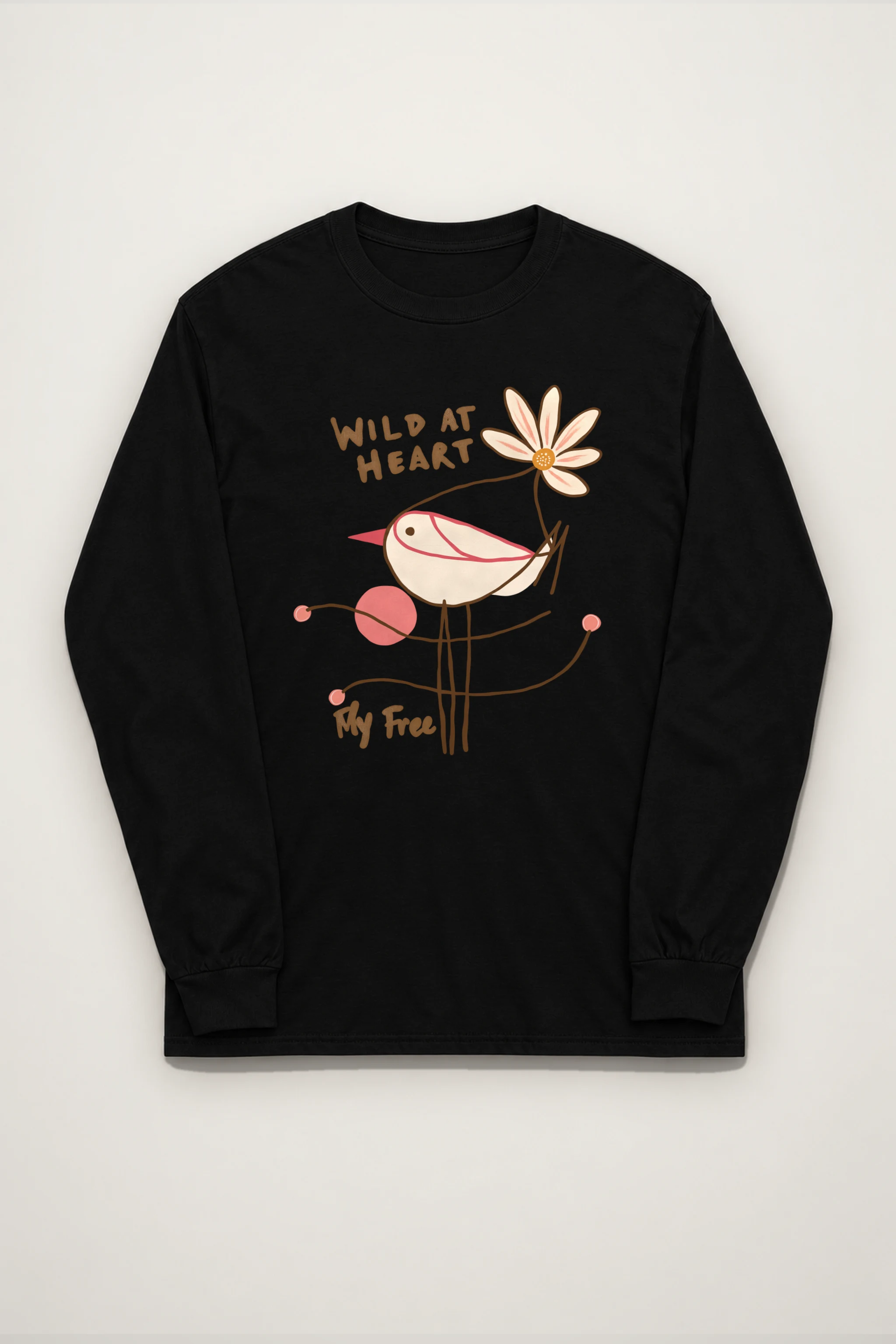 "Daisy Bird Illustration" Unisex Longsleeve T-shirt
