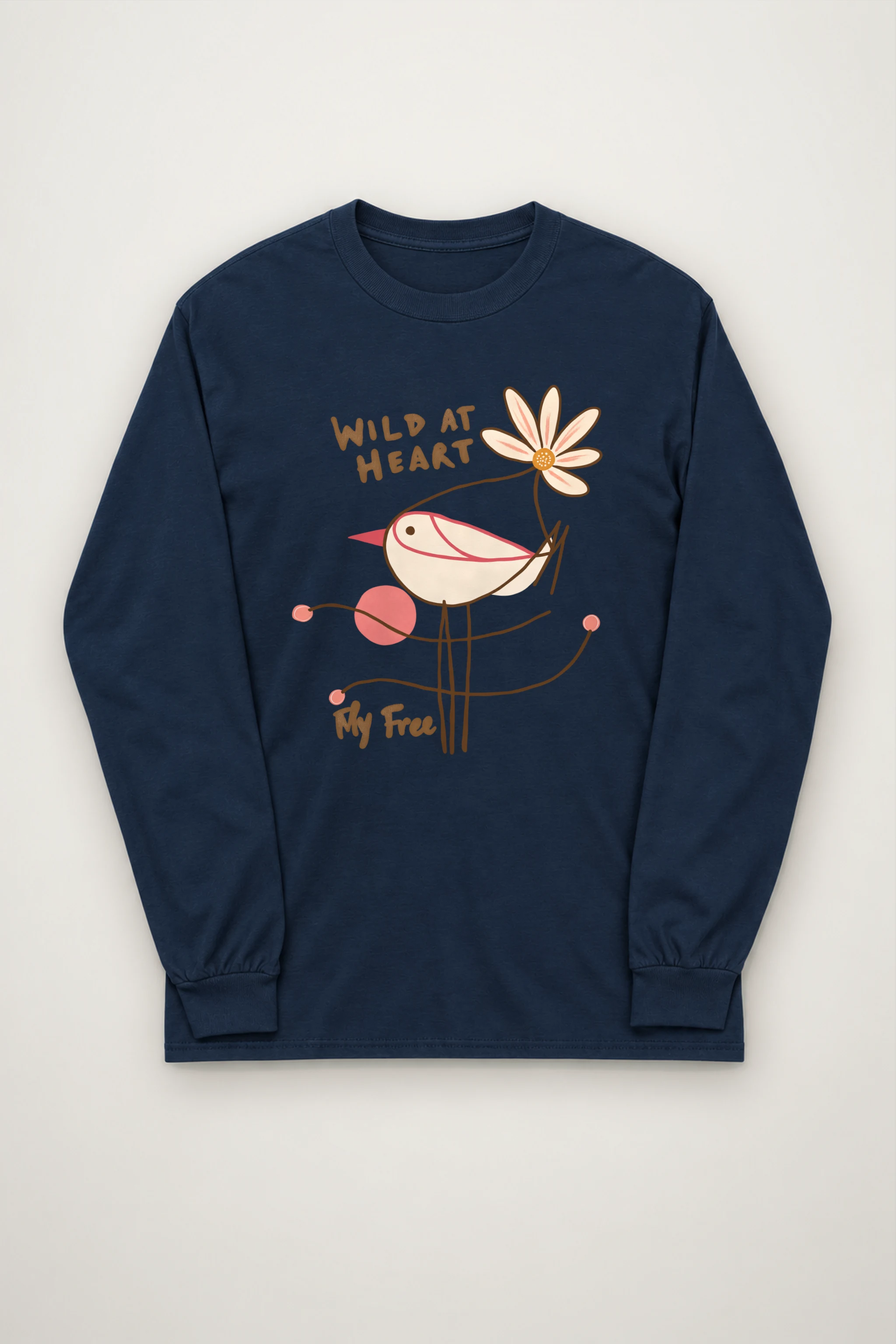 "Daisy Bird Illustration" Unisex Longsleeve T-shirt